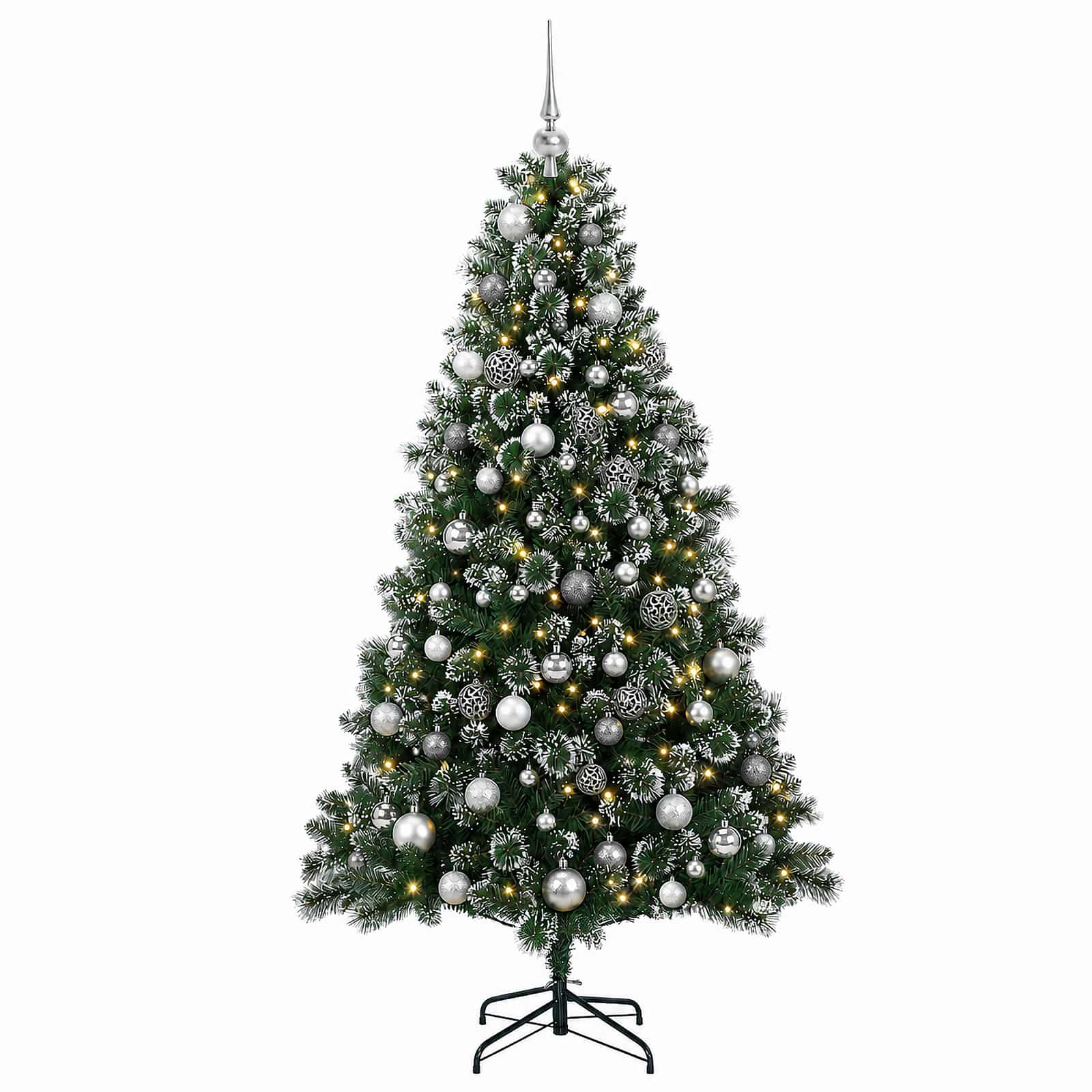 Umetna božična jelka z bučko 180 cm 300 LED Toplo bela