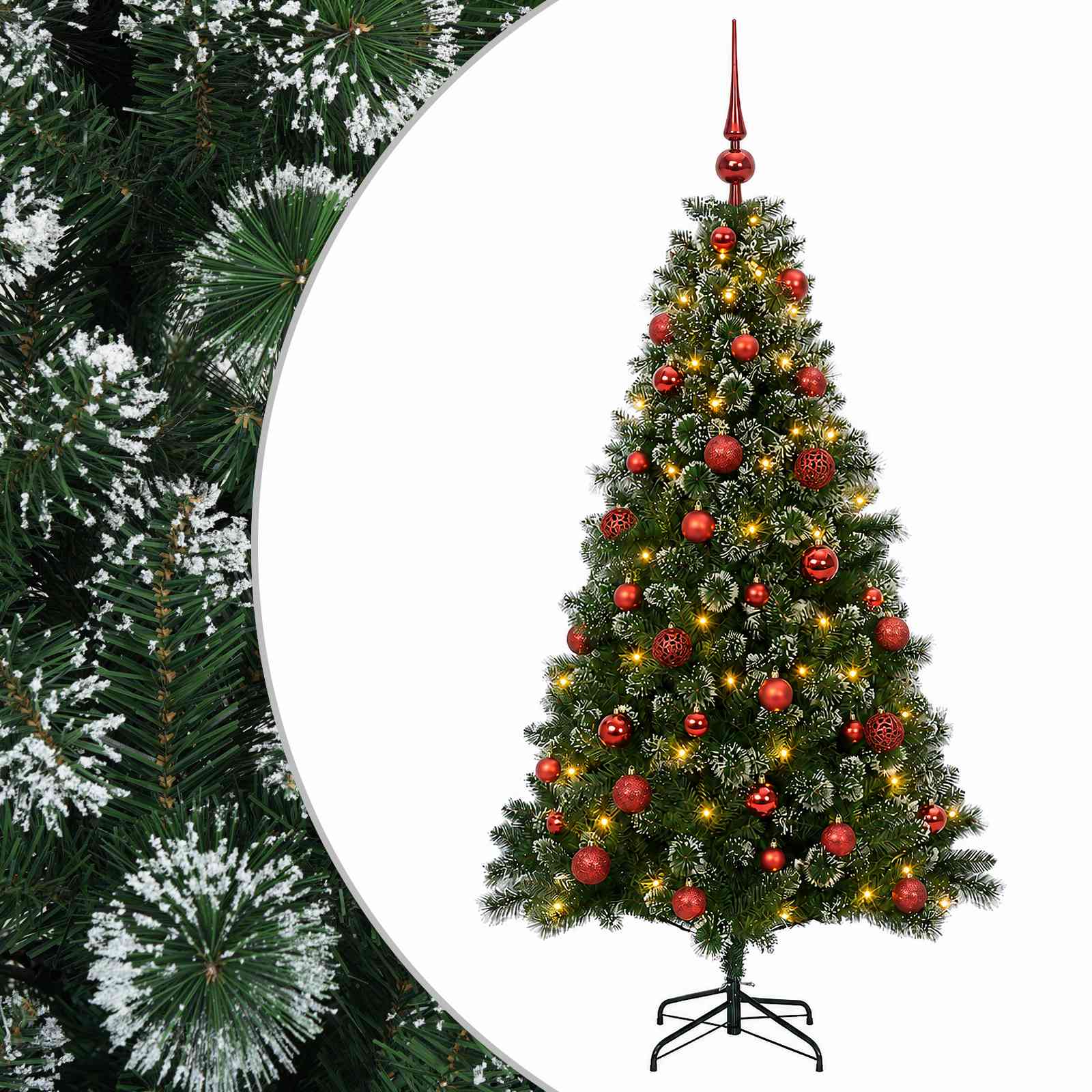Umjetno božično drevo z okrasnimi kroglami 120 cm 150 LED