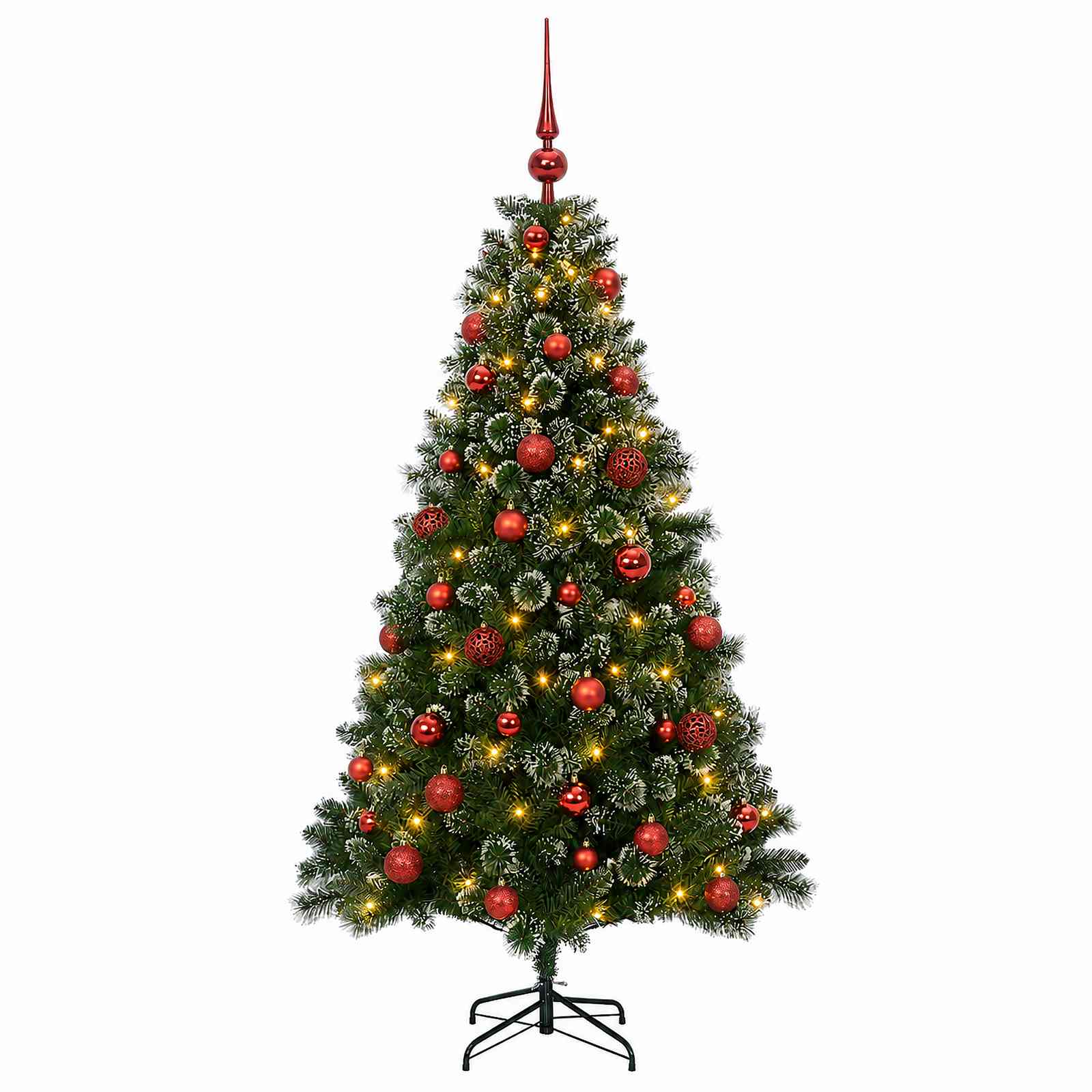 Umjetno božično drevo z okrasnimi kroglami 120 cm 150 LED