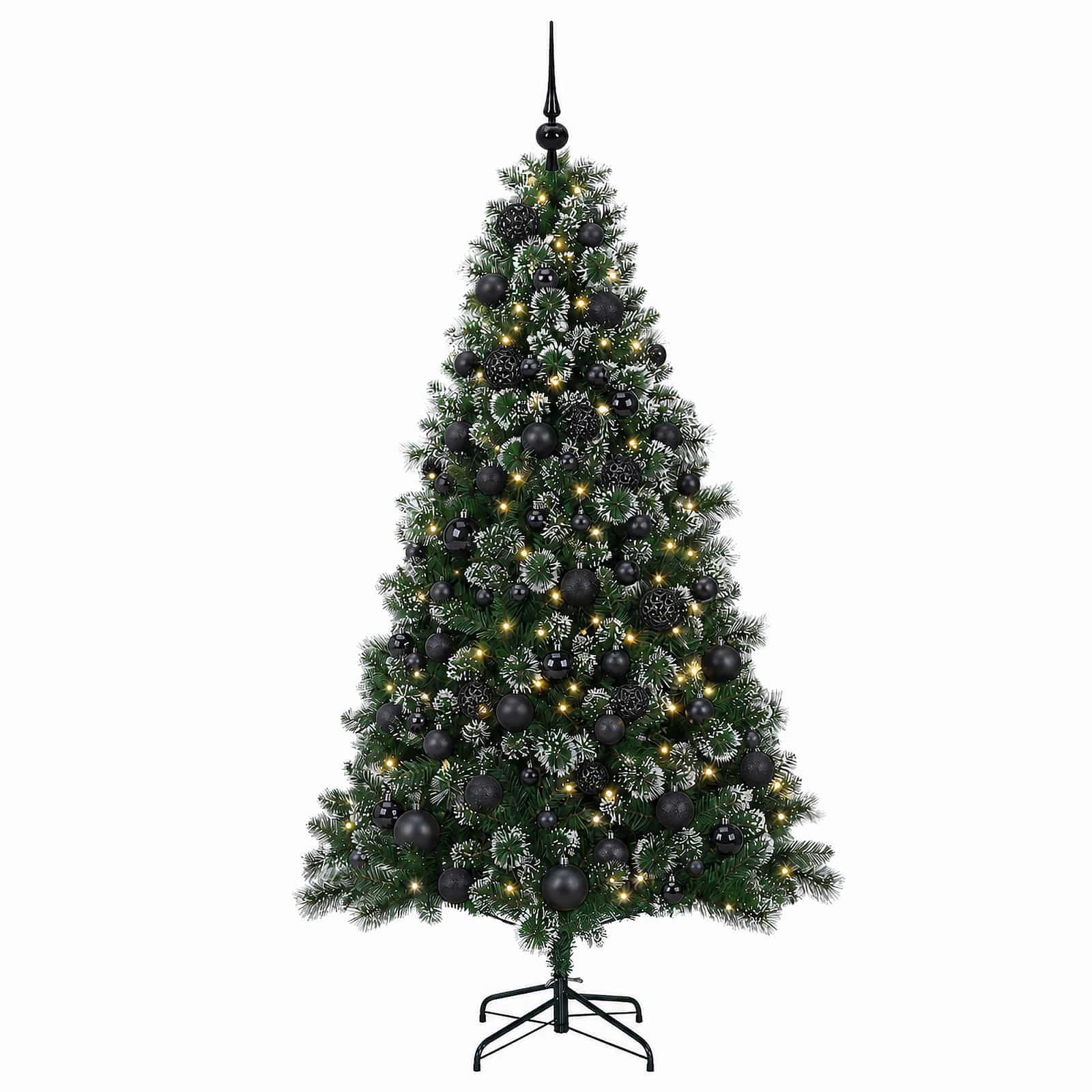 Umjetno božično drevo z okrasnimi kroglami 210 cm 300 LED