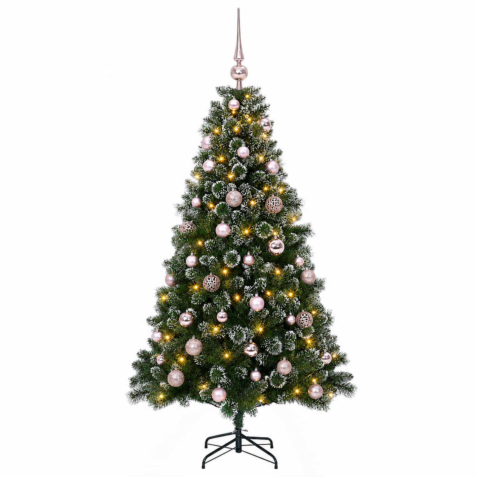 Umjetno božično drevo z okrasnimi kroglami 120 cm 150 LED