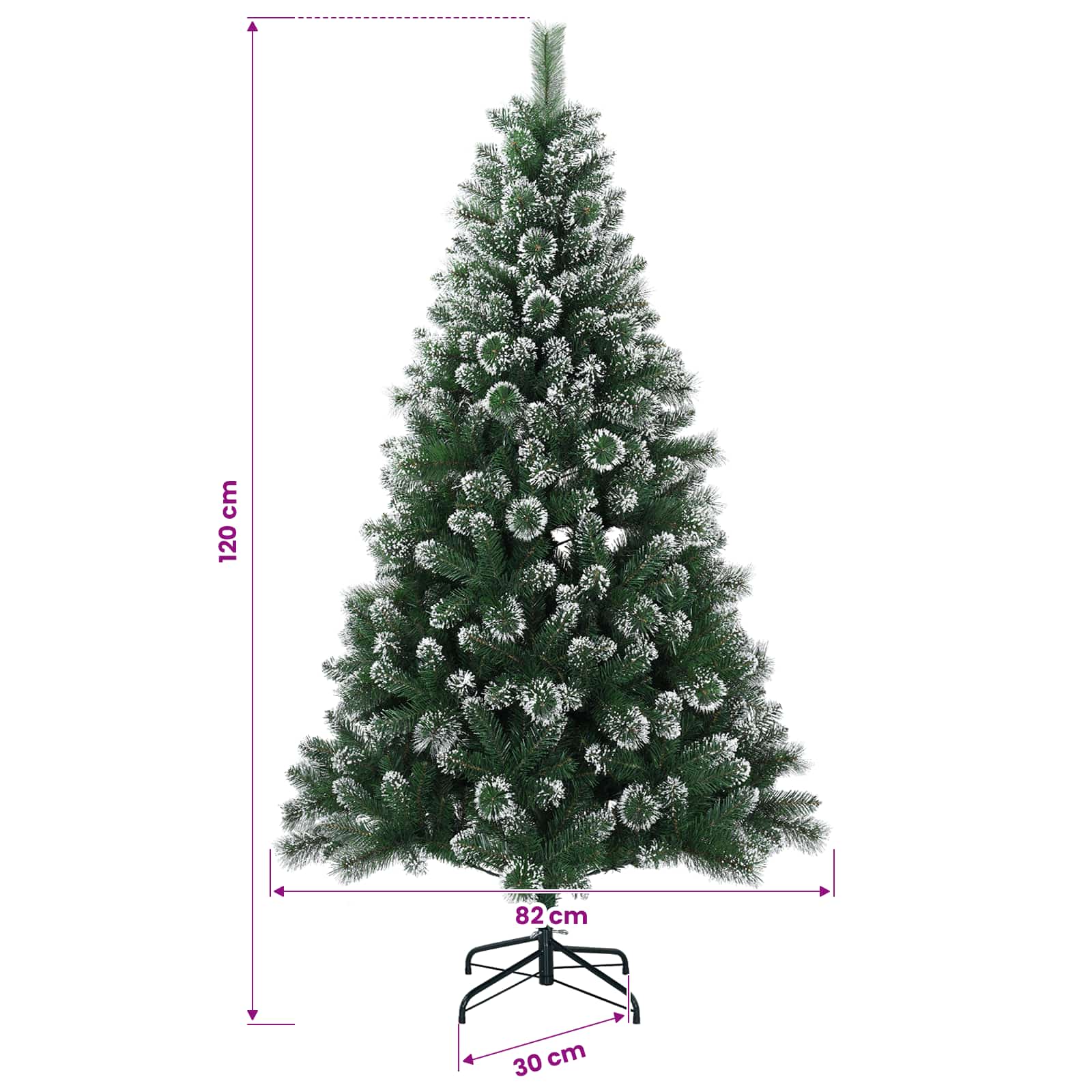 Umjetno božično drevo z okrasnimi kroglami 120 cm 150 LED