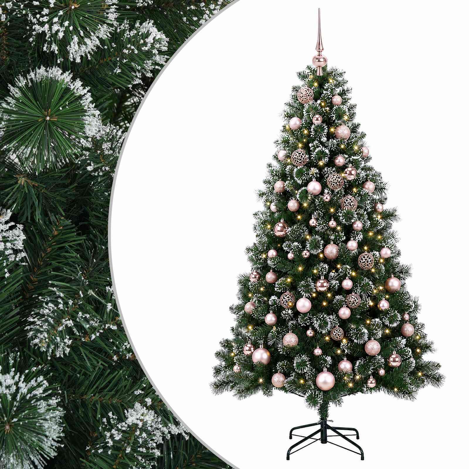 vidaXL Umelý vianočný stromček s ozdobami 180 cm 300 LED Teplá biela