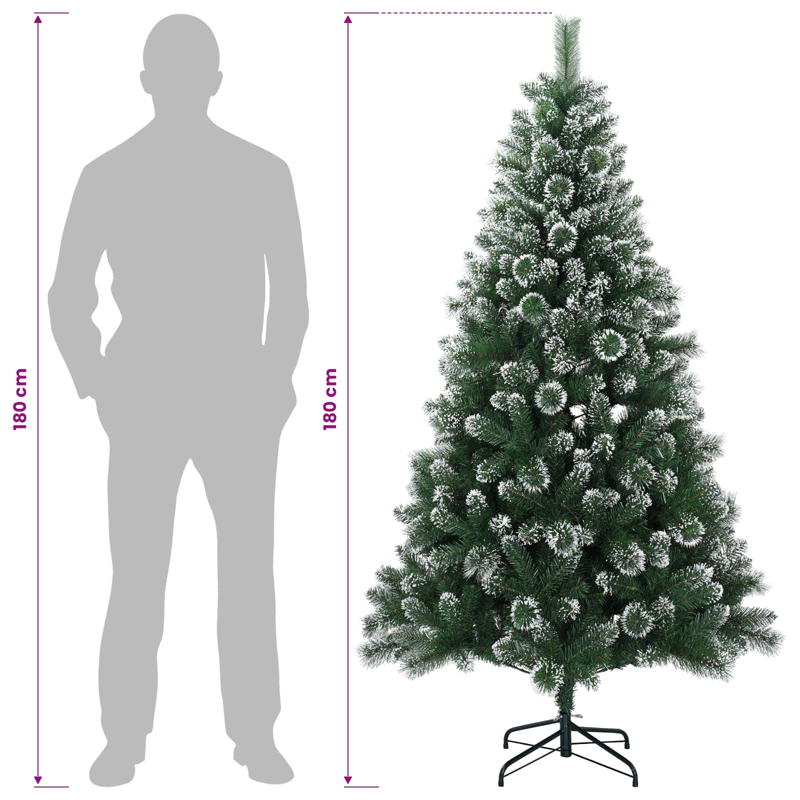 Umjetno božično drevo z okrasnimi kroglami 180 cm 300 LED