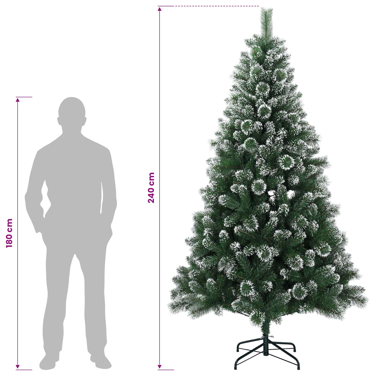 Umjetno božično drevo z okrasnimi kroglami 240 cm 300 LED