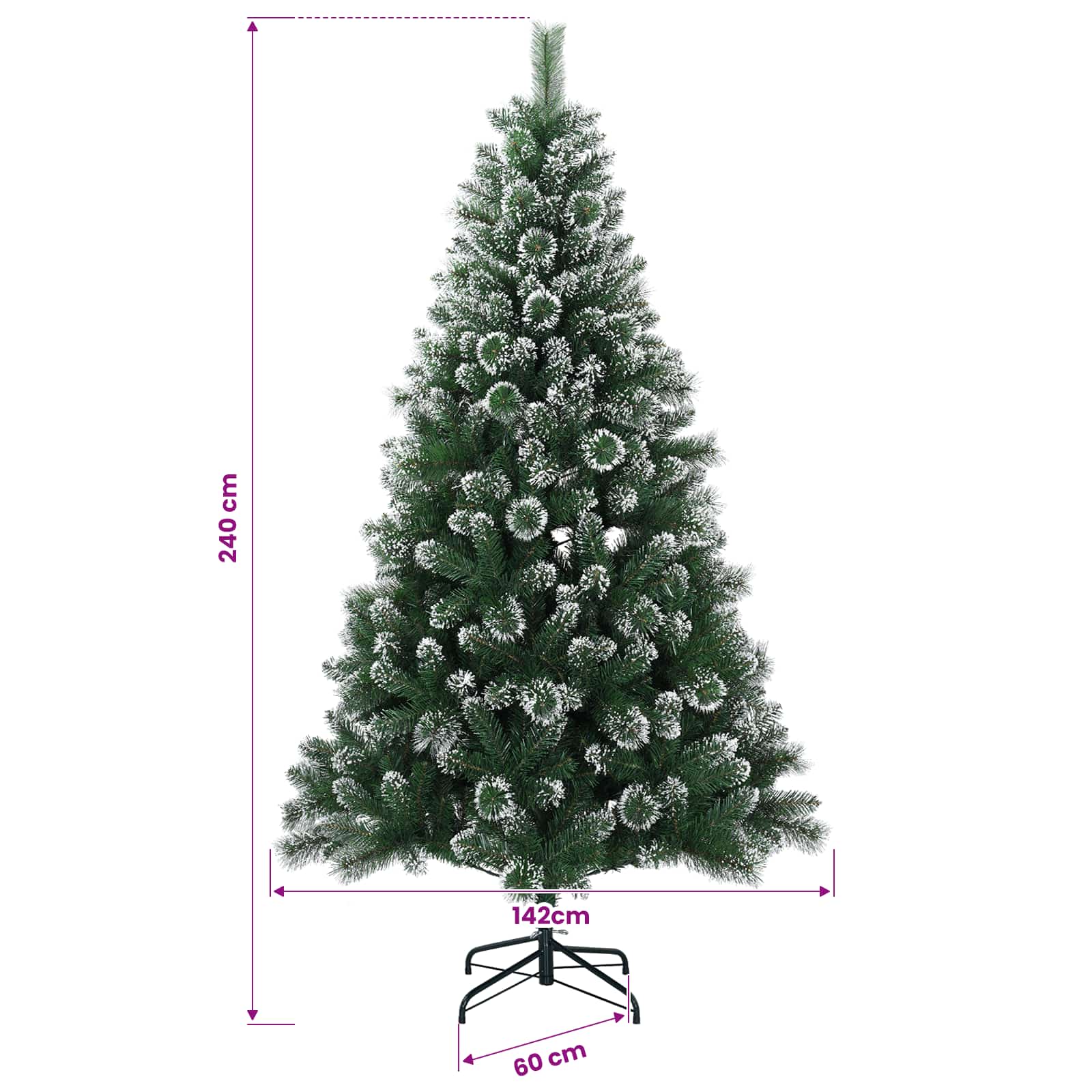 Umjetno božično drevo z okrasnimi kroglami 240 cm 300 LED