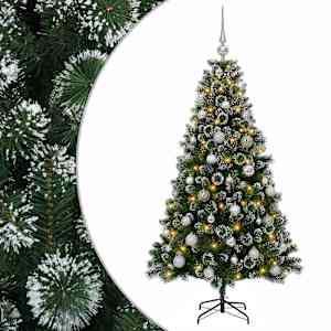 vidaXL Tehisj&otilde;ulukuusk koos kaunistustega 120 cm 150 LED-i Soe valge