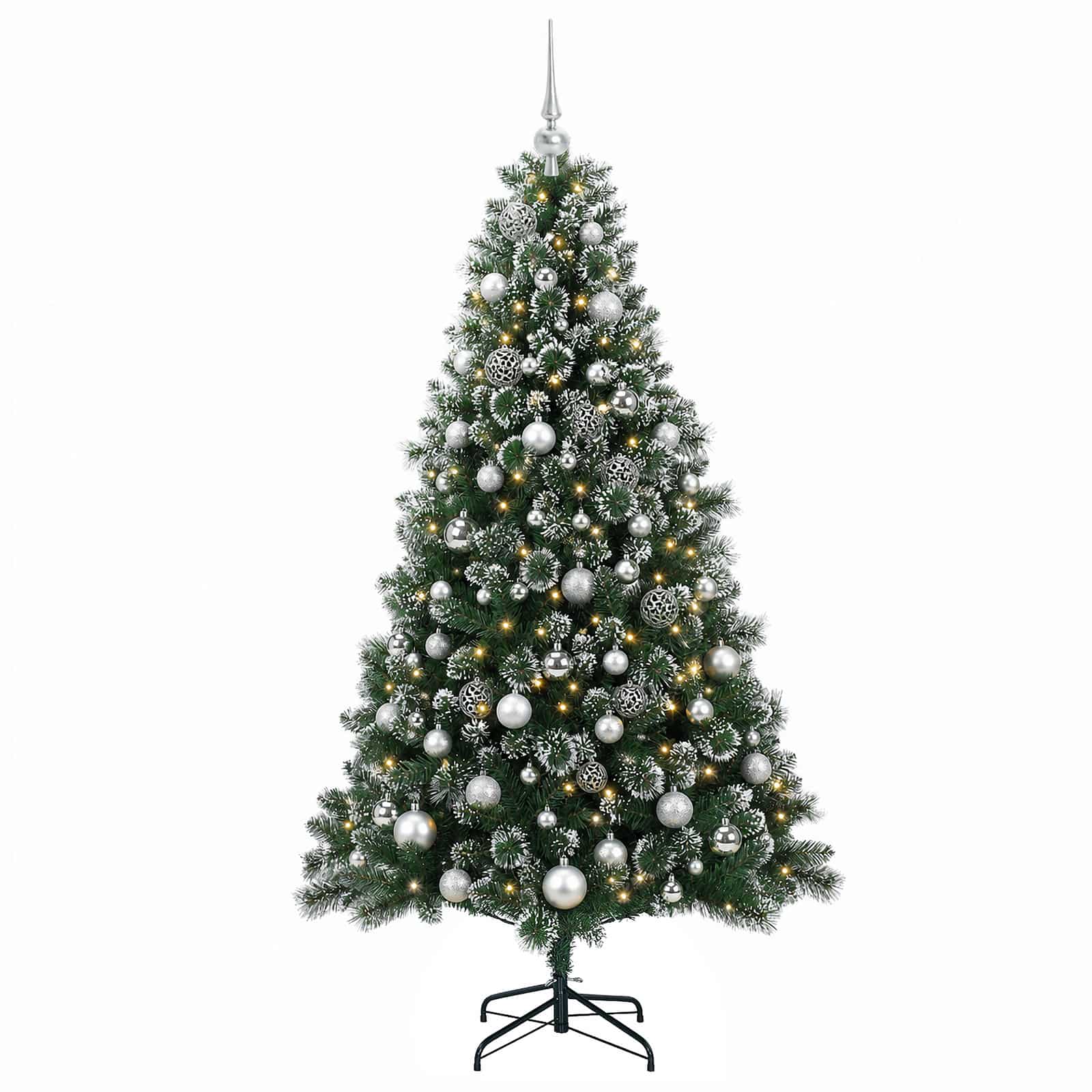 Umetna božična jelka z bučko 180 cm 300 LED Toplo bela