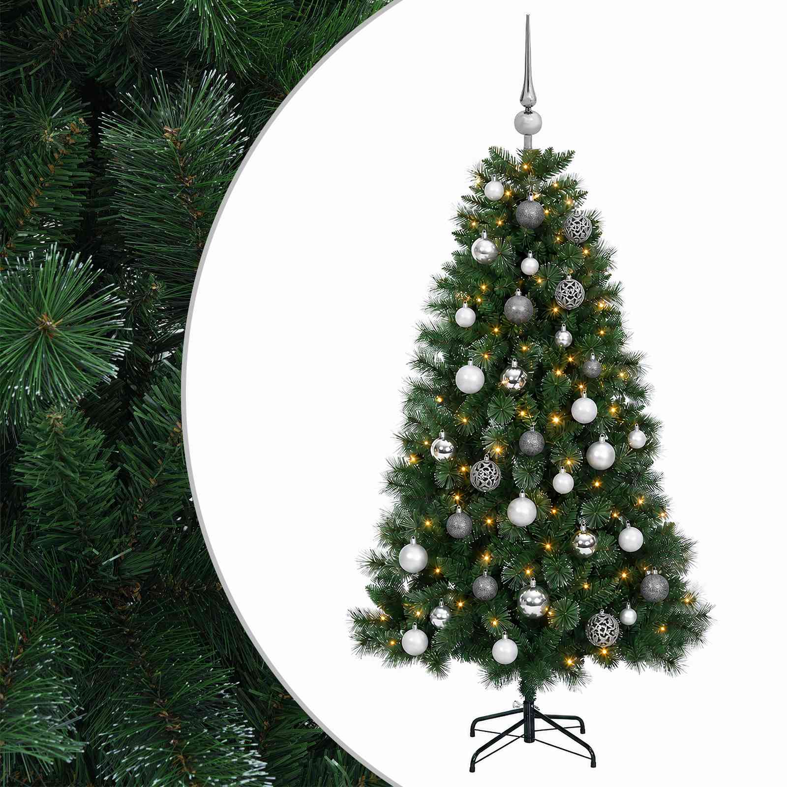 Umetno božično drevesce z božičnimi kroglicami 150 cm 150 LED