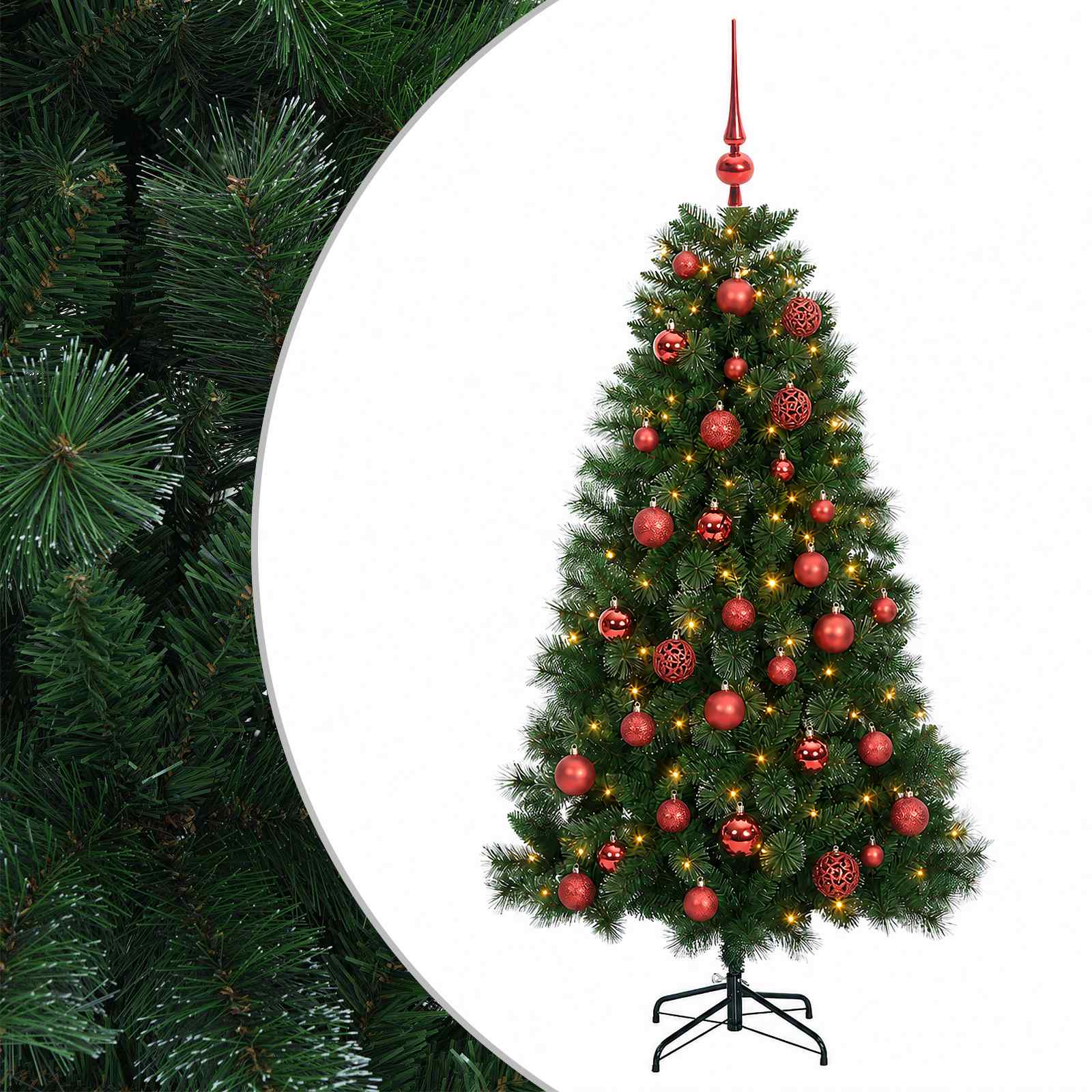 vidaXL Umelý vianočný stromček s vianočnou guľou 120 cm 150 LED