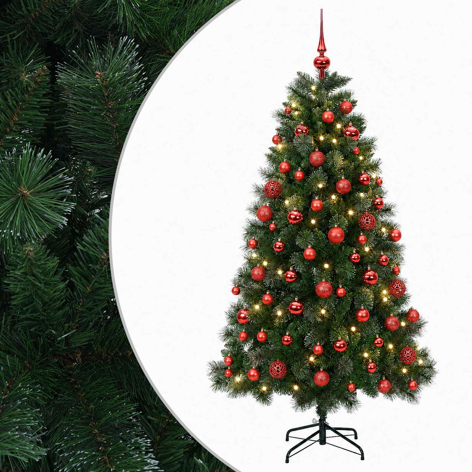 vidaXL Brad de Crăciun artificial cu globuri 210 cm 300 LED-uri