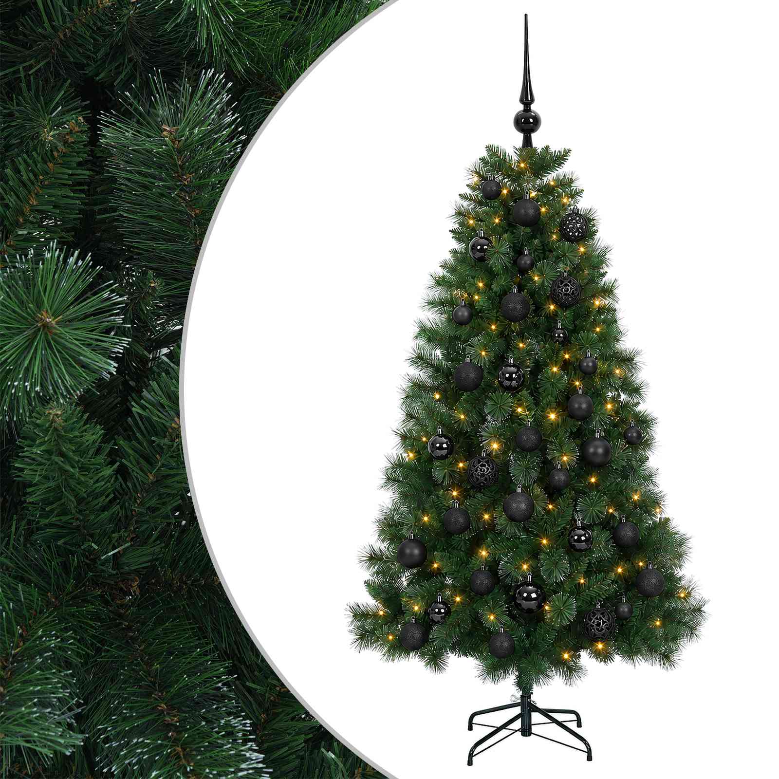 vidaXL Umelý vianočný stromček s vianočnými guľami 150 cm 150 LED