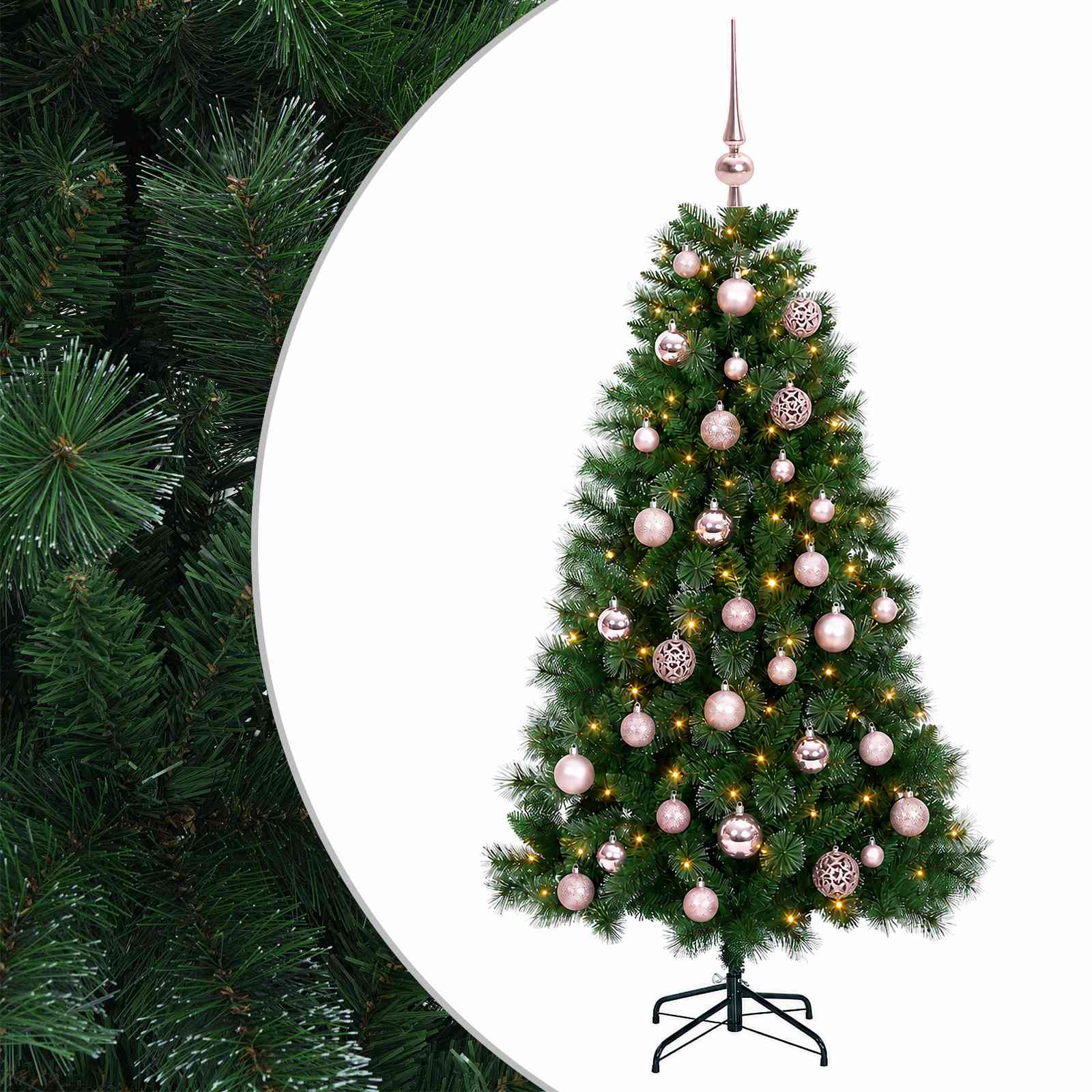 vidaXL Umelý vianočný stromček s vianočnými guľami 120 cm 150 LED