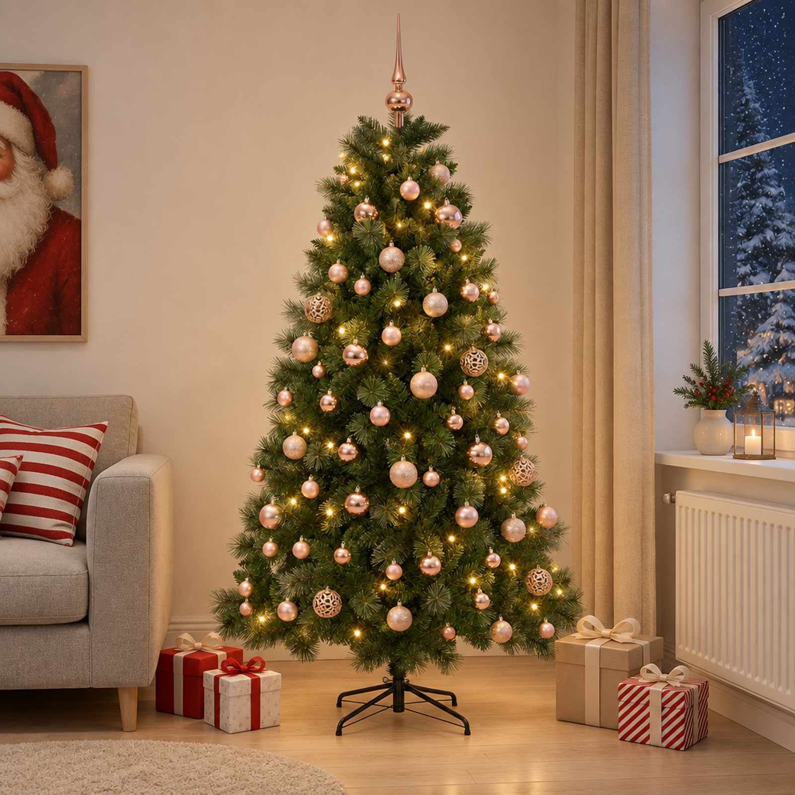 Umetno božično drevesce z bučkami 180 cm 300 LED Toplo bela
