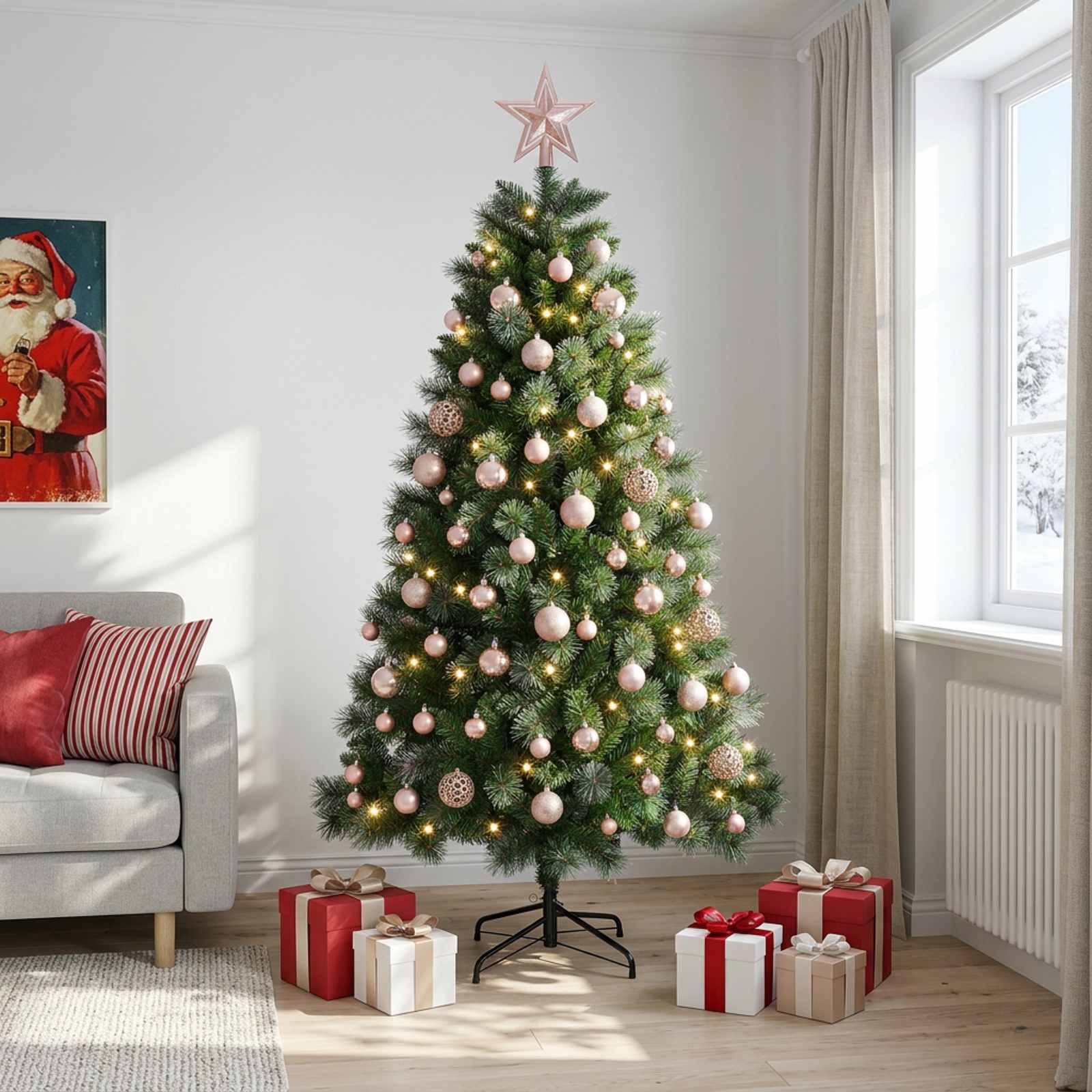 Umetno božično drevesce z bučkami 180 cm 300 LED Toplo bela