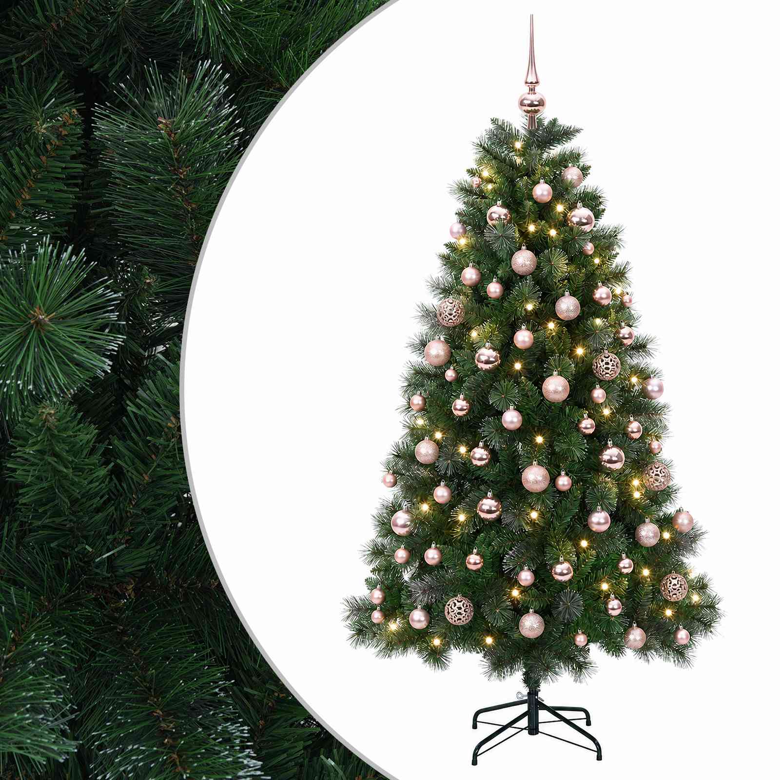 vidaXL Umelý vianočný stromček s vianočnými guľami 240 cm 300 LED
