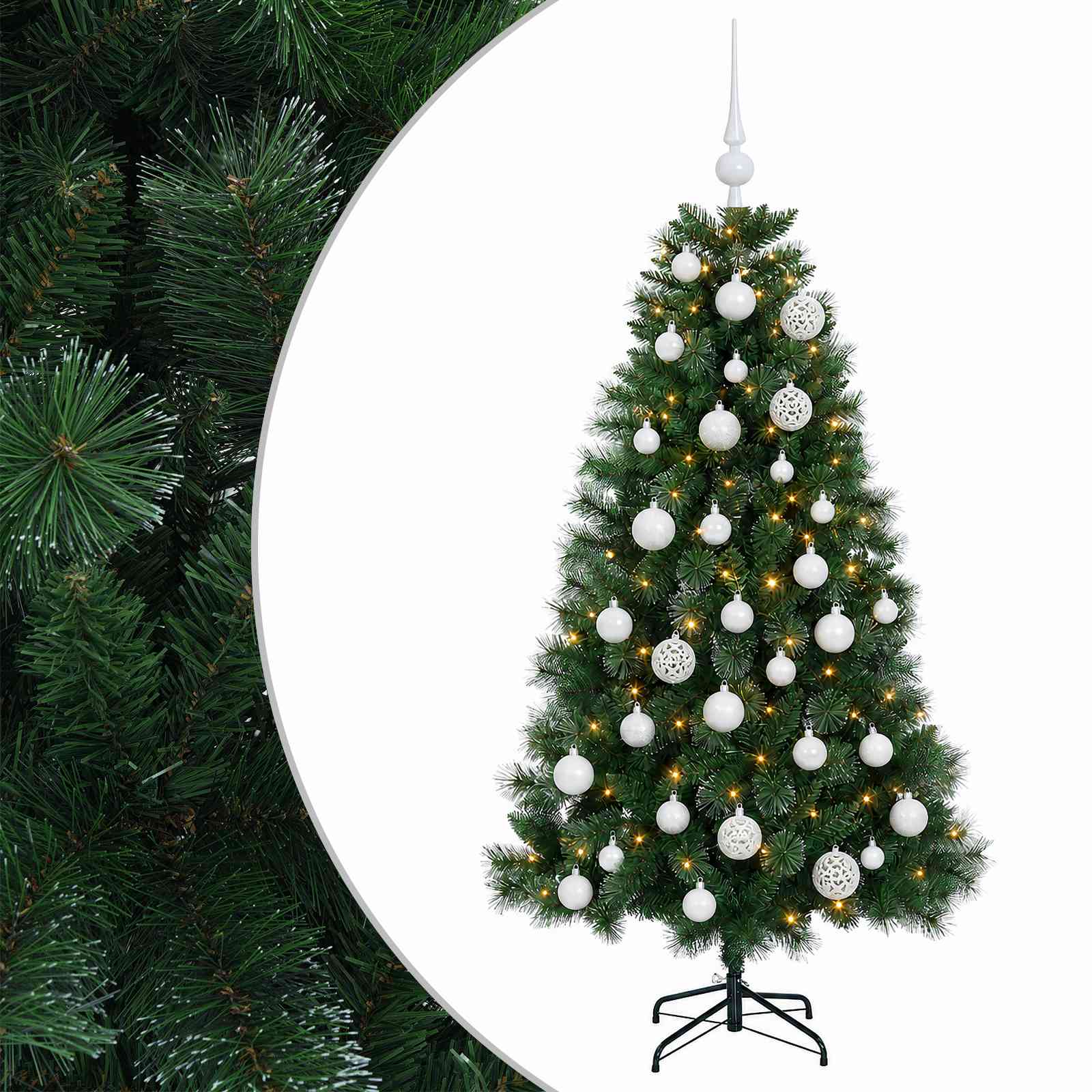 vidaXL Umelý vianočný stromček s vianočnou guľou 150 cm 150 LED