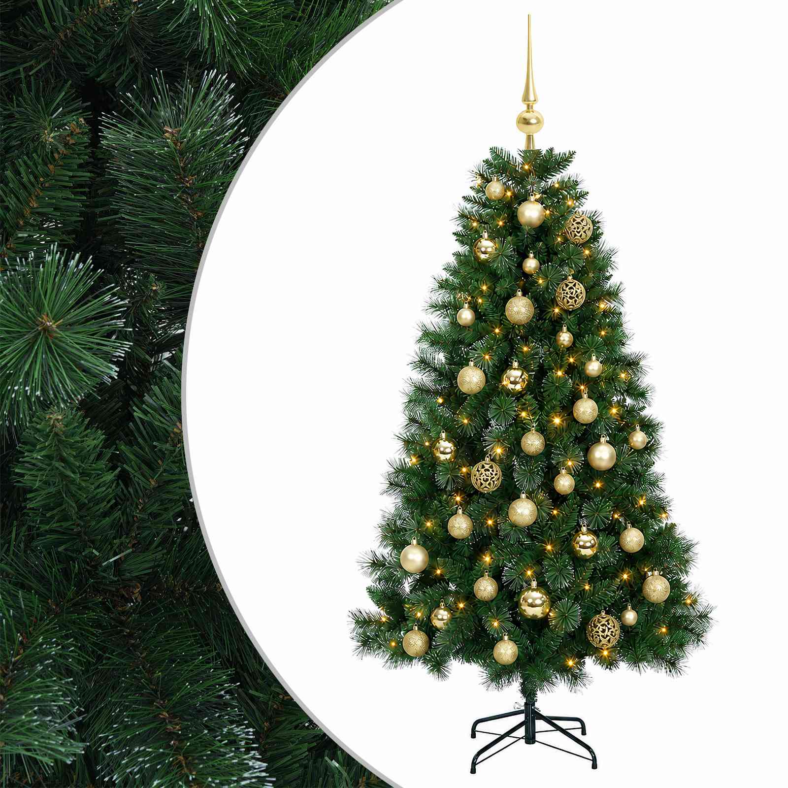 vidaXL Umelý vianočný stromček s vianočnou guľou 150 cm 150 LED