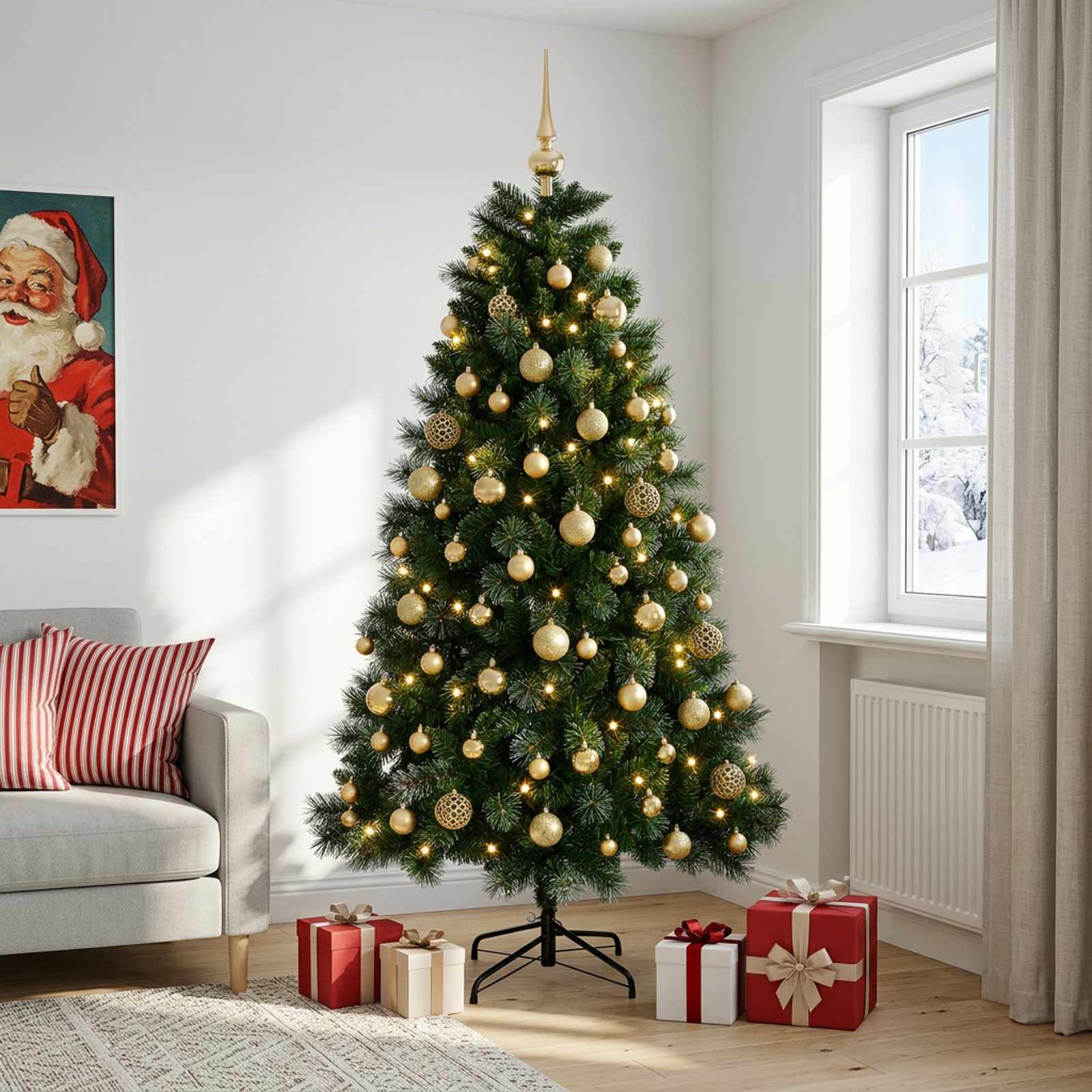 Umetno božično drevesce z bunkicami 240 cm 300 LED Toplo bela
