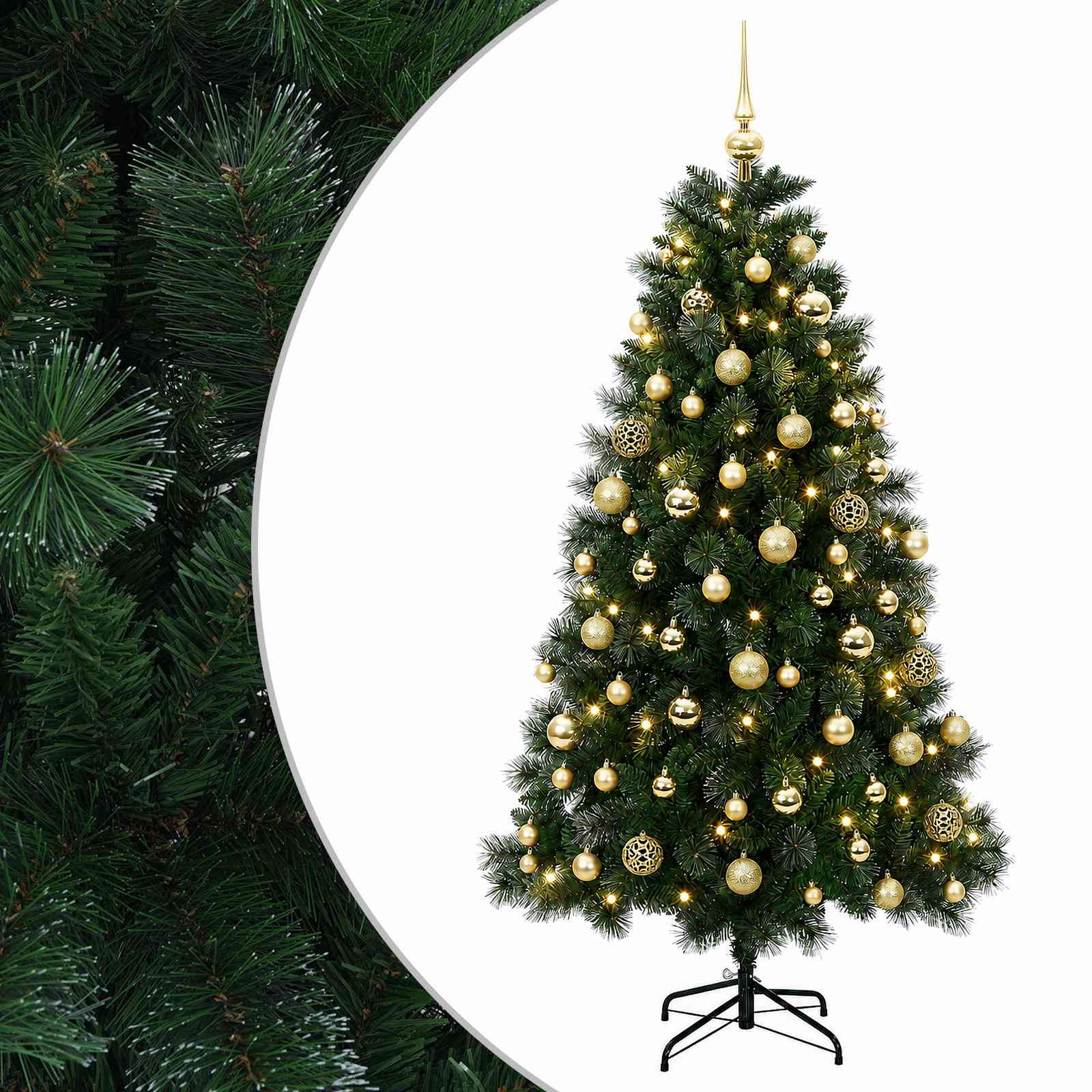 vidaXL Brad de Crăciun artificial cu glob 240 cm 300 LED-uri Alb cald