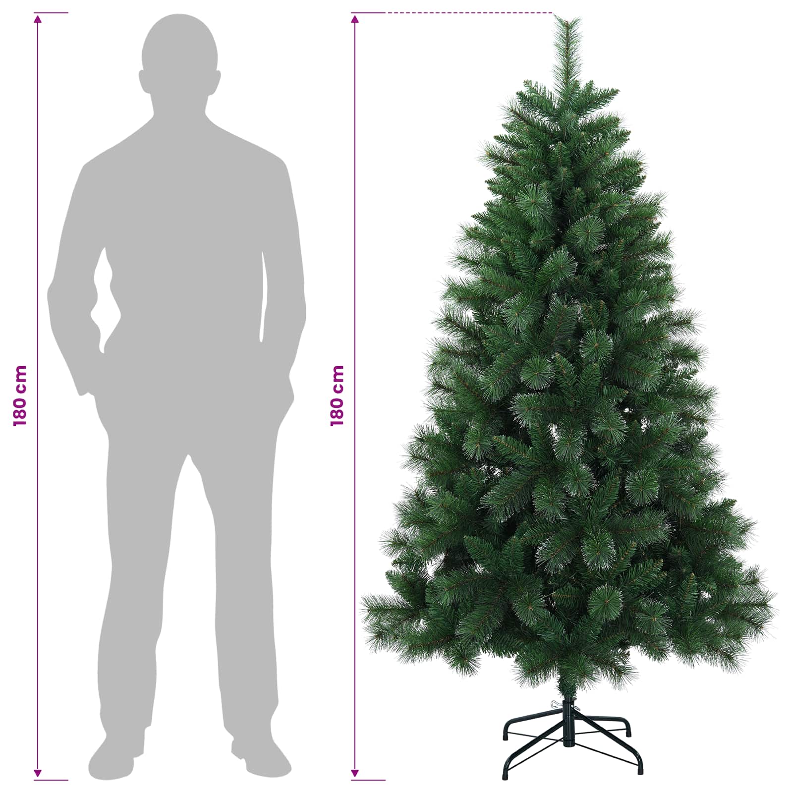 Umetno božično drevesce z bunkicami 180 cm 300 LED Toplo bela