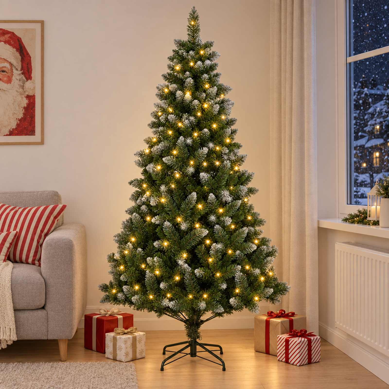Umestno božično drevo 240 cm 300 LED Toplo bela PVC in kovina