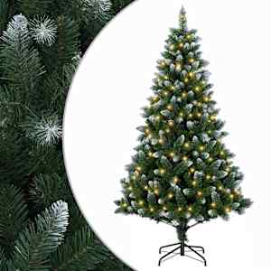 vidaXL Tehisj&otilde;ulupuu 120 cm 150 LED-i Soe valge PVC ja metall Roheline