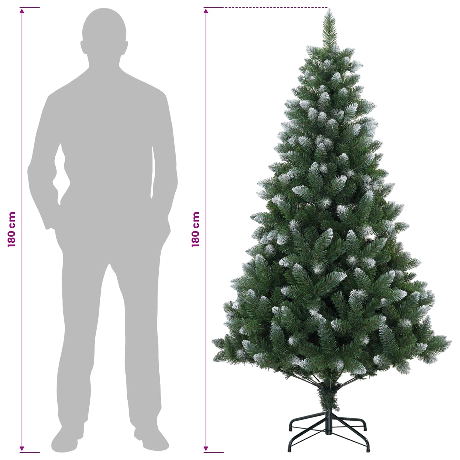 Artificial Christmas Tree with Bauble 300 LEDs size guide