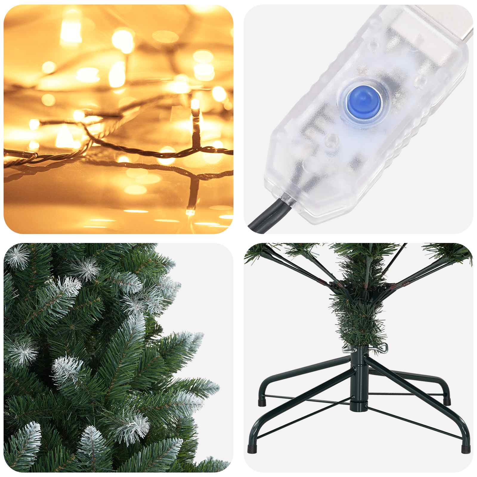 Umestno božično drevo 210 cm 300 LED Toplo bela PVC in kovina