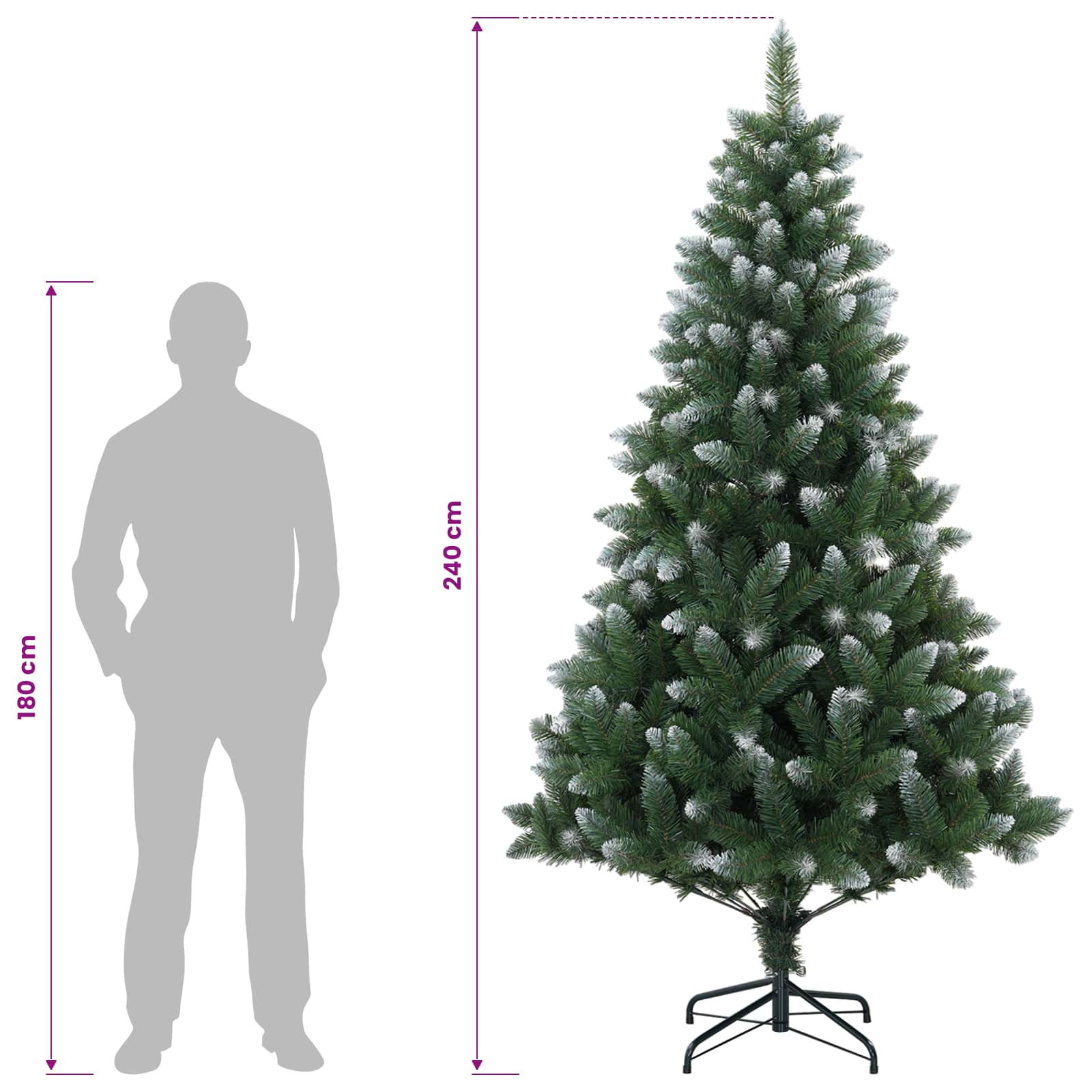 Artificial Christmas Tree 300 LEDs Warm size guide