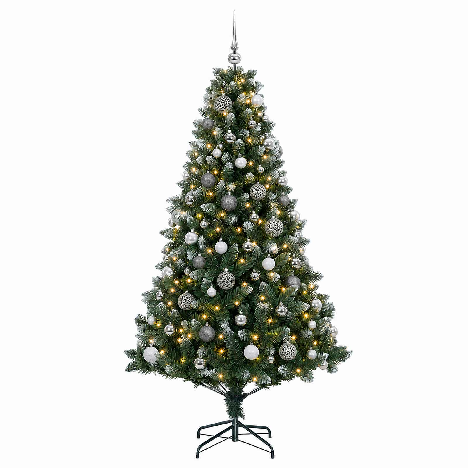 Umjetno božično drevo z okrasnimi kroglami 210 cm 300 LED