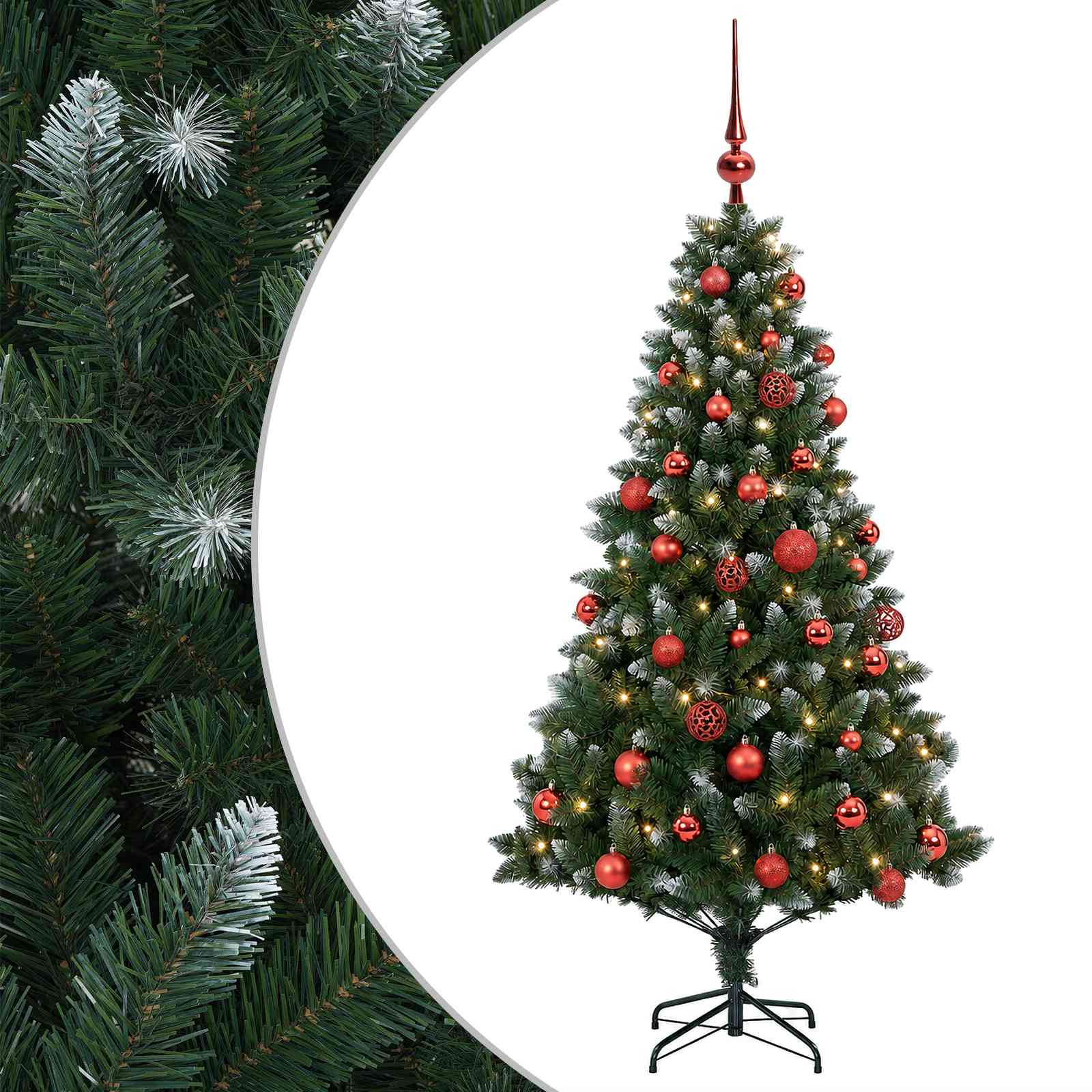 Umjetno božično drevo z okrasnimi kroglami 120 cm 150 LED