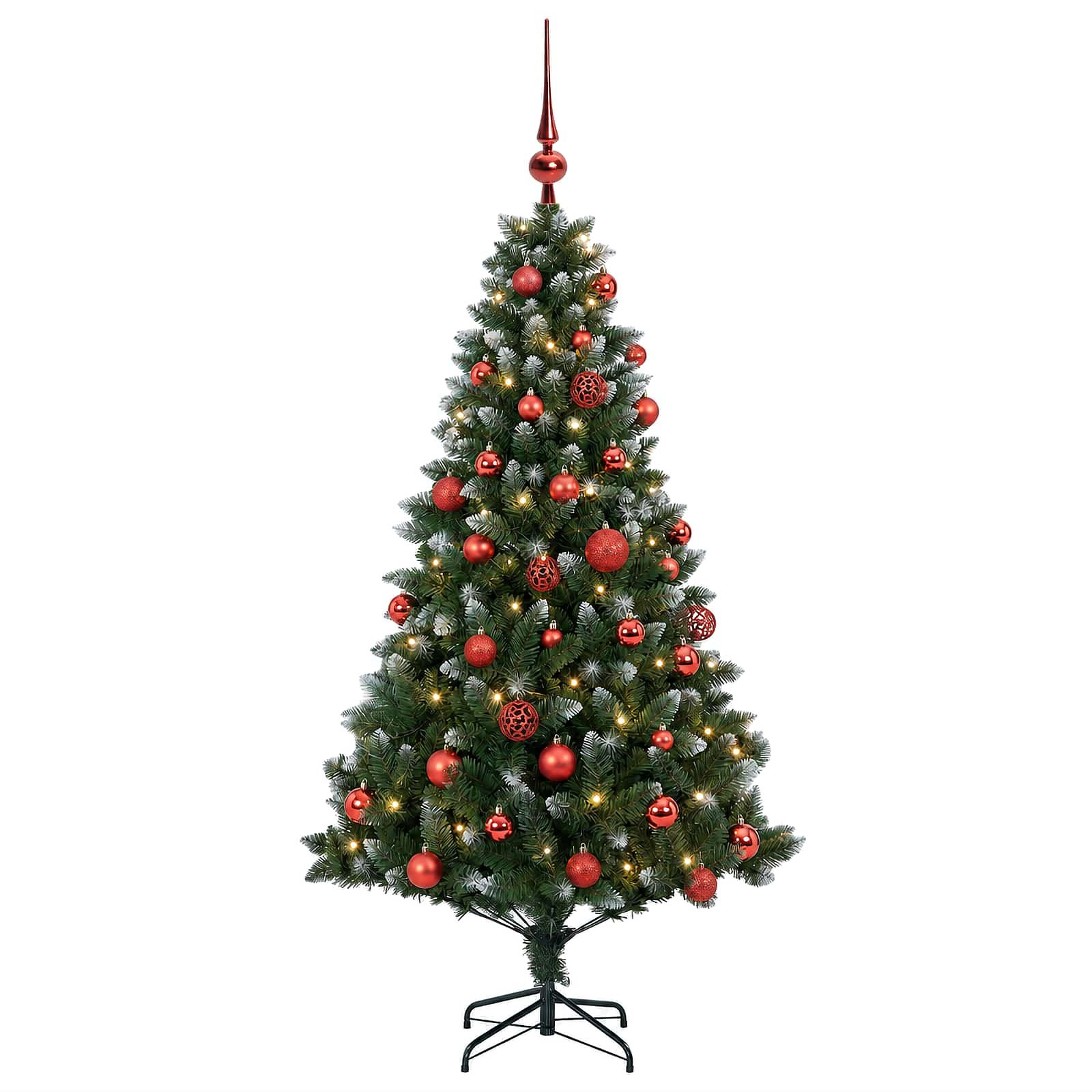 Umjetno božično drevo z okrasnimi kroglami 120 cm 150 LED