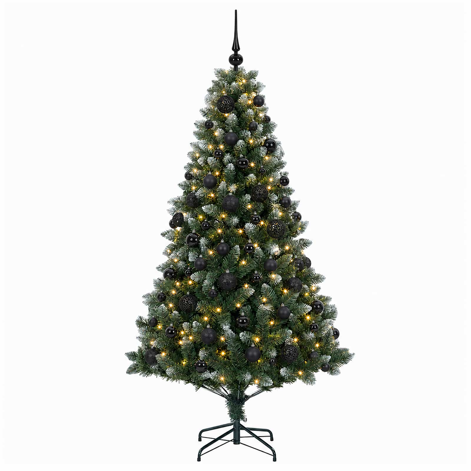 Umjetno božično drevo z okrasnimi kroglami 180 cm 300 LED