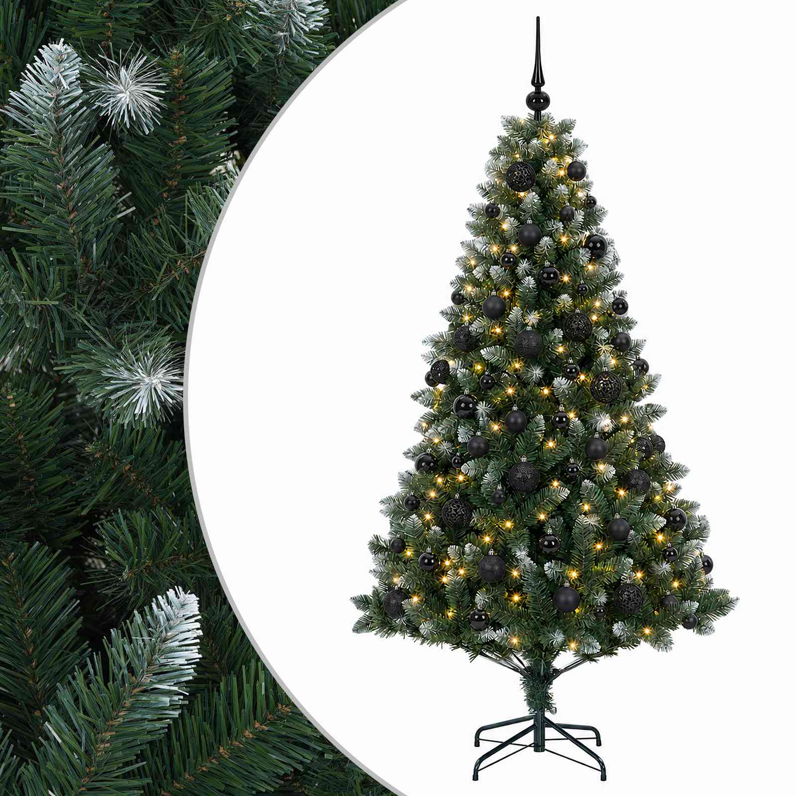 Umjetno božično drevo z okrasnimi kroglami 210 cm 300 LED