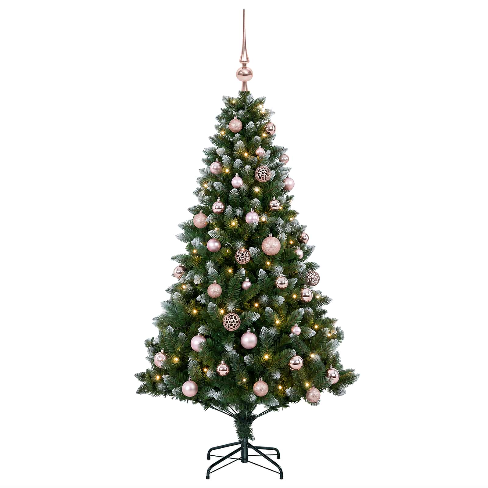 Umjetno božično drevo z okrasnimi kroglami 150 cm 150 LED