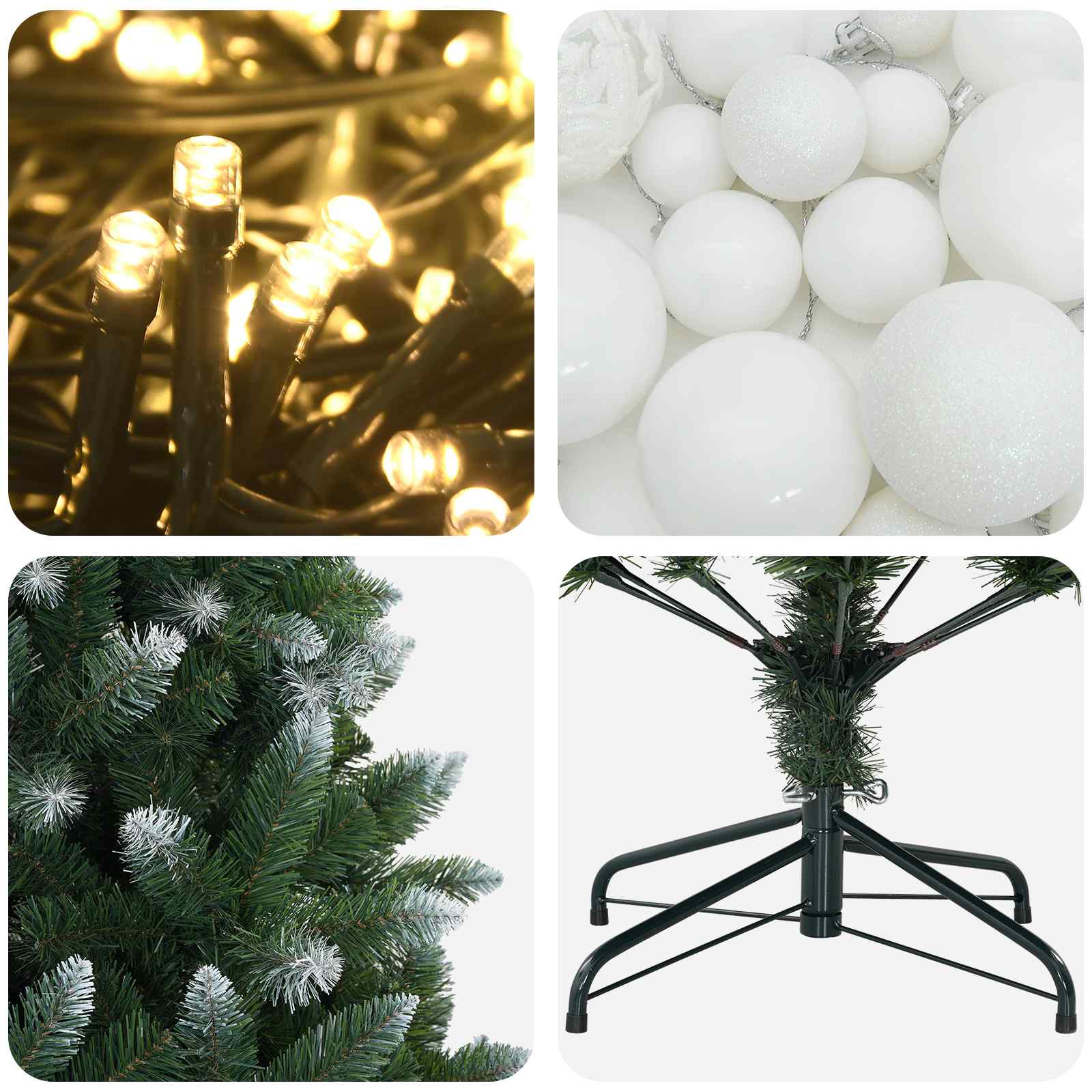 Umjetno božično drevo z okrasnimi kroglami 120 cm 150 LED
