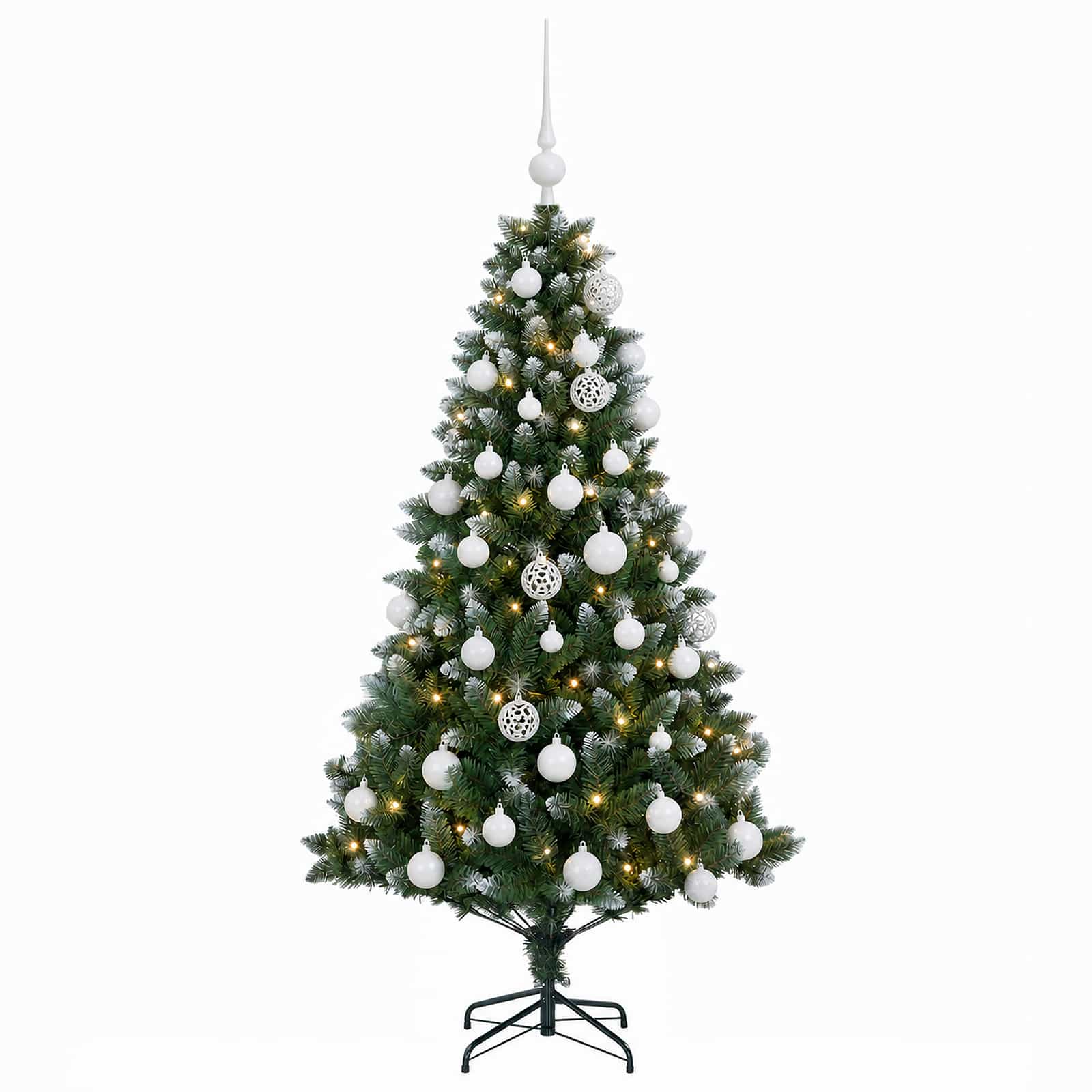 Umjetno božično drevo z okrasnimi kroglami 120 cm 150 LED