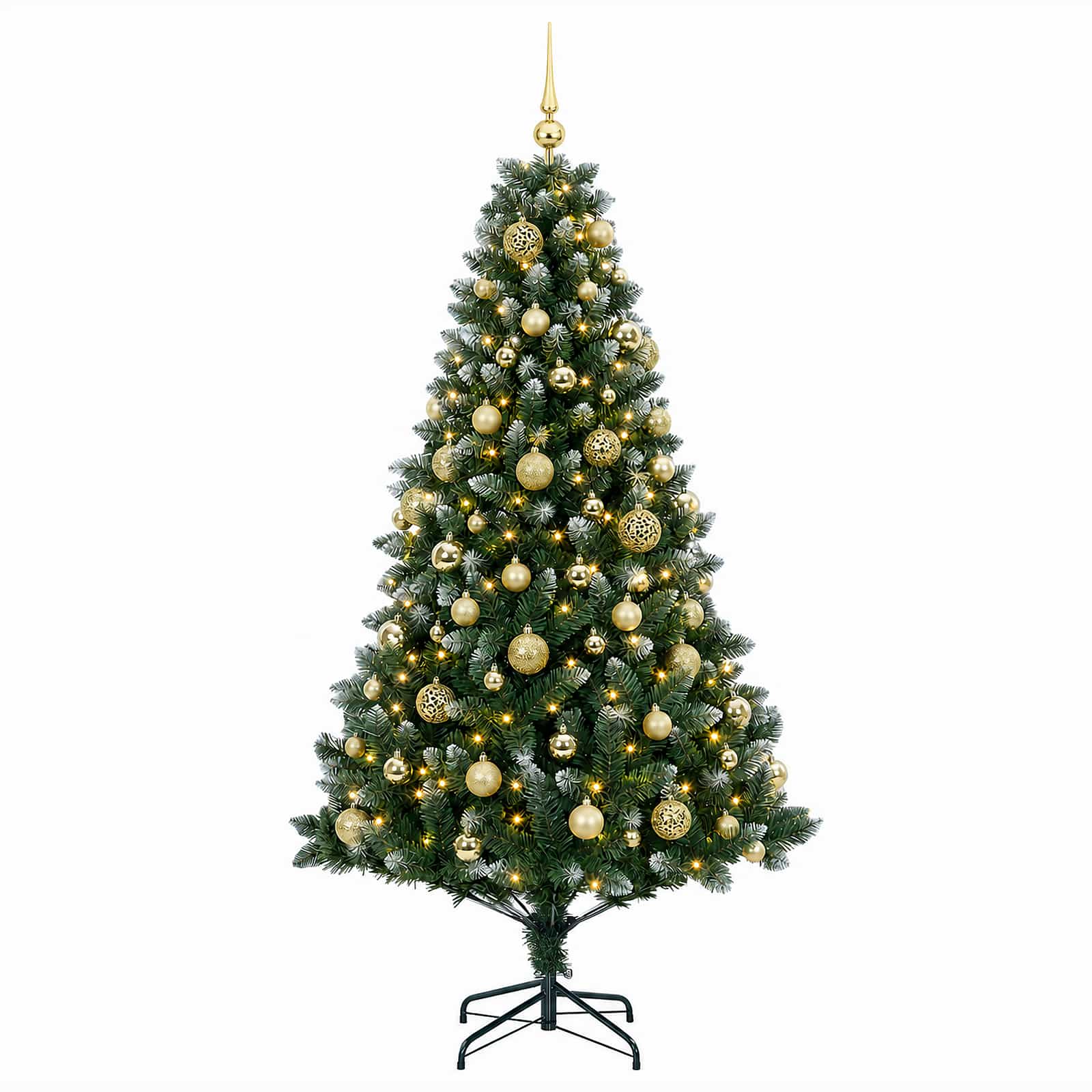 Umjetno božično drevo z okrasnimi kroglami 180 cm 300 LED