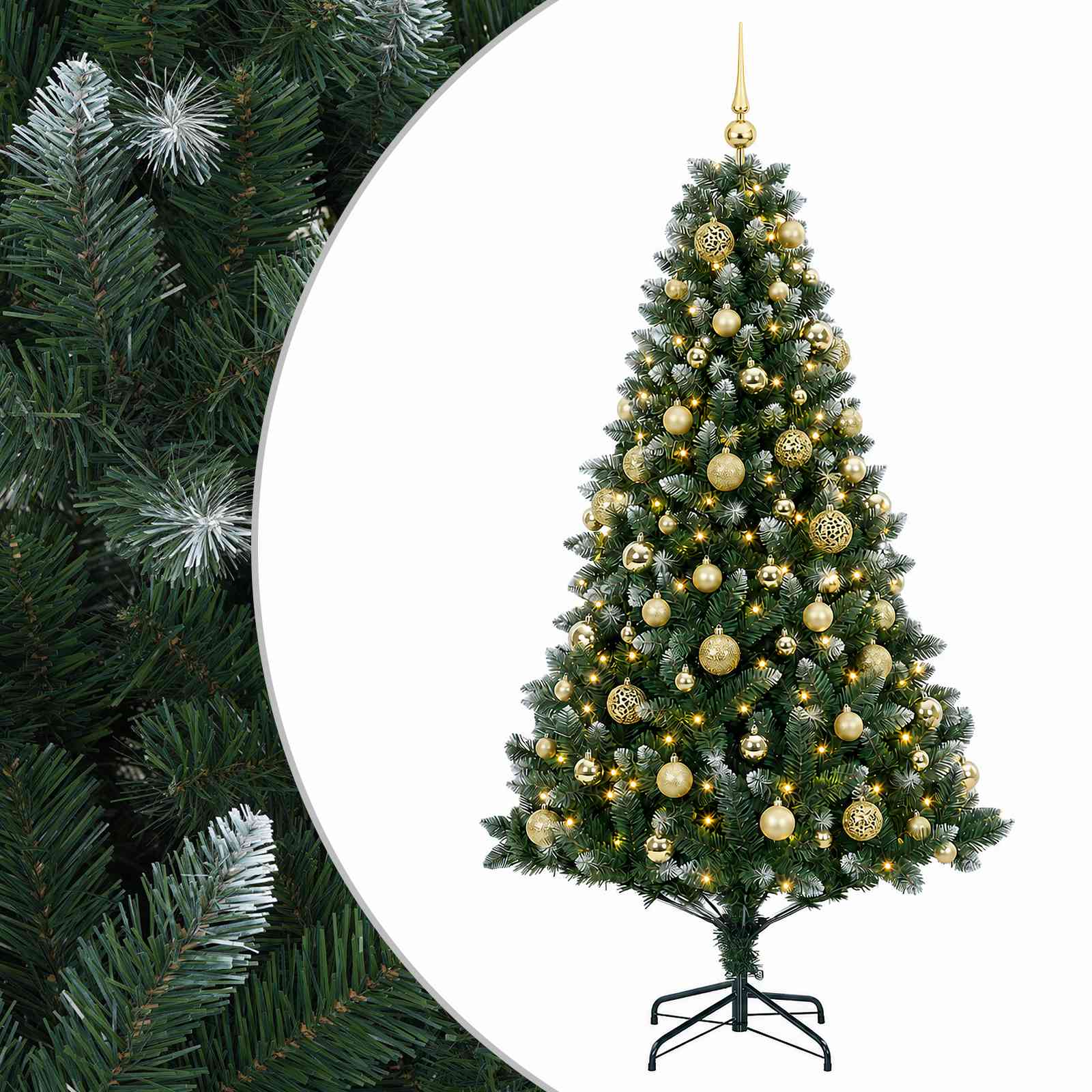 vidaXL Brad de Crăciun artificial cu globuri 240 cm 300 LED-uri