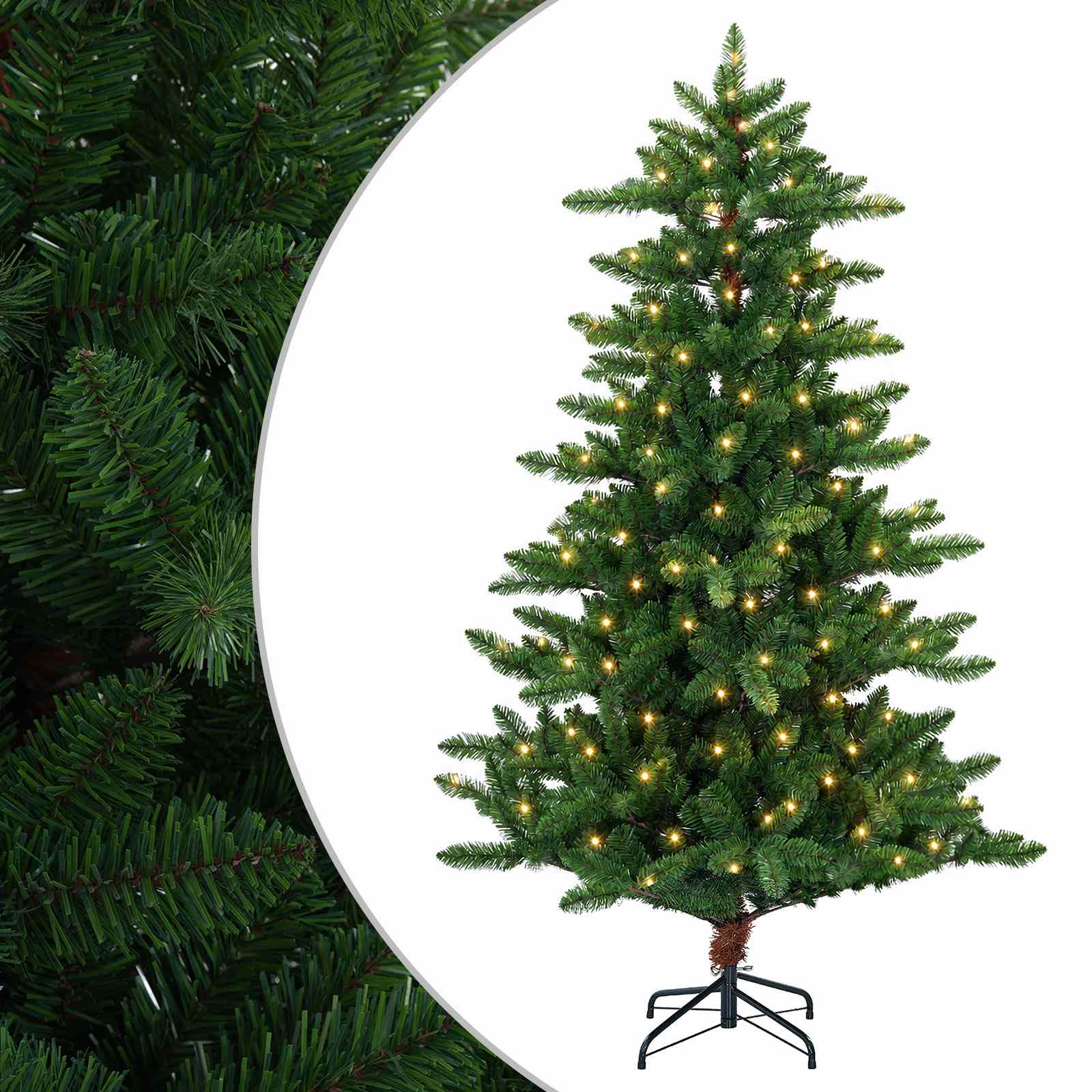 Umestno božično drevo 180 cm 300 LED Toplo bela PVC in kovina