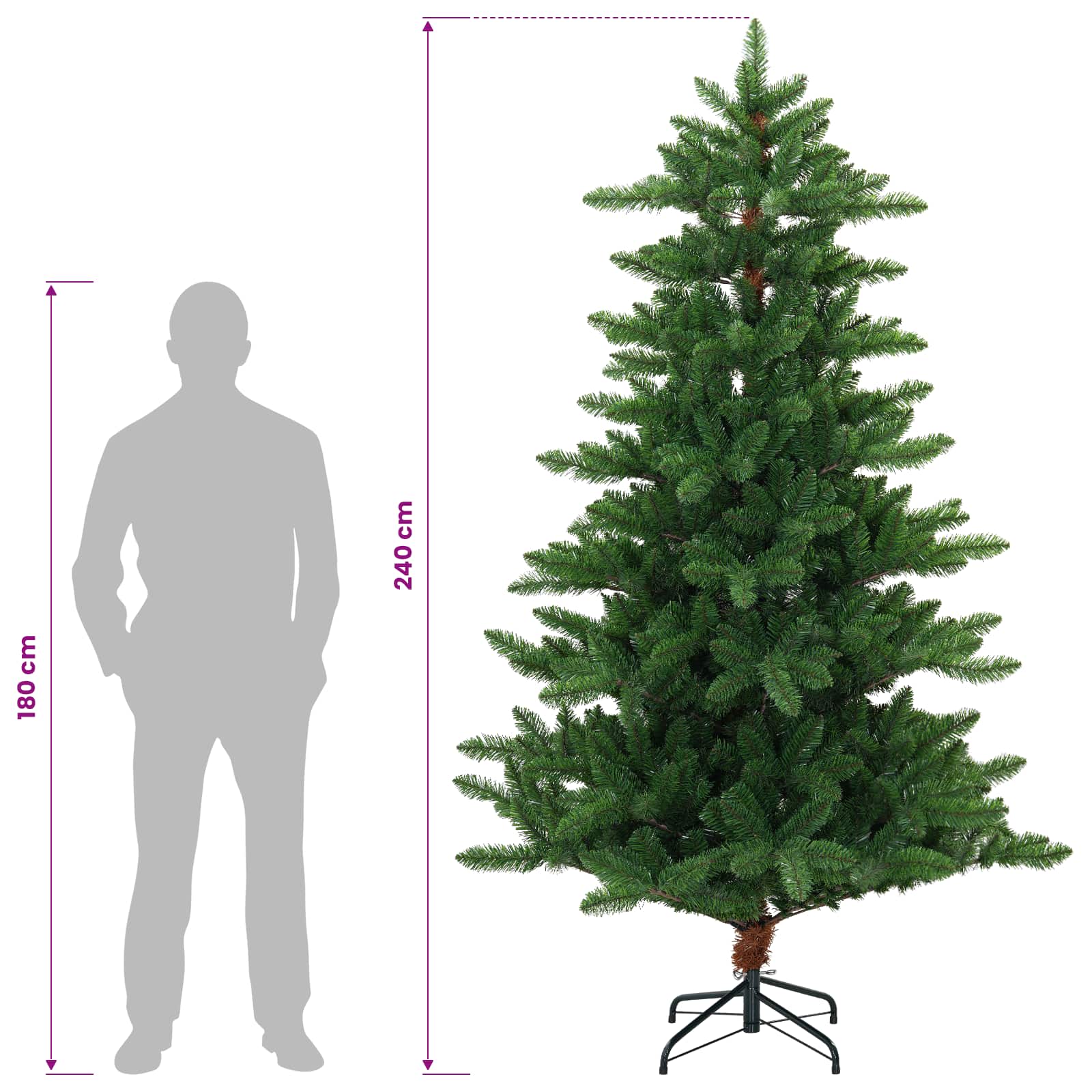 Artificial Christmas Tree with Bauble 300 LEDs size guide