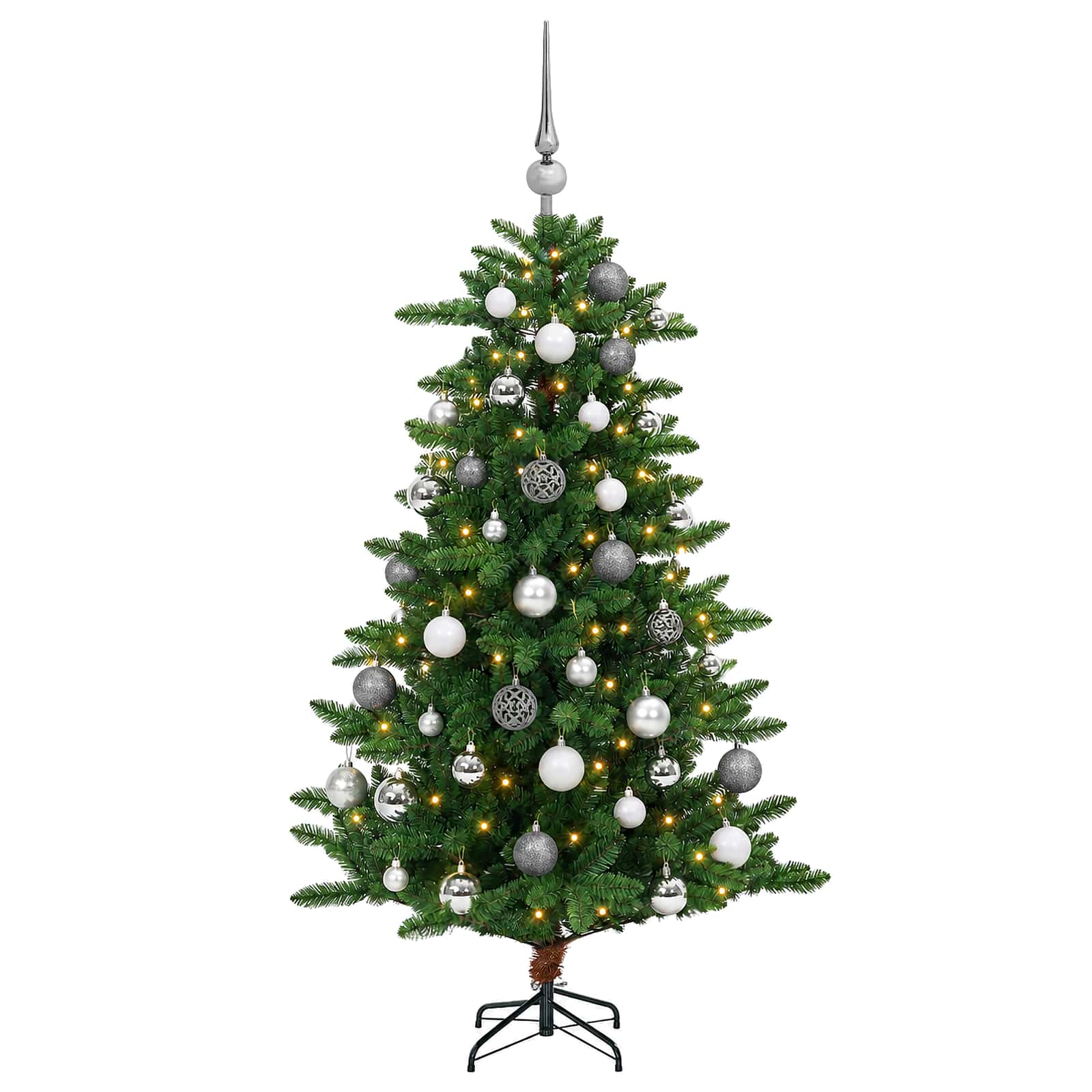 Umjetno božično drevo z okrasnimi kroglami 150 cm 150 LED