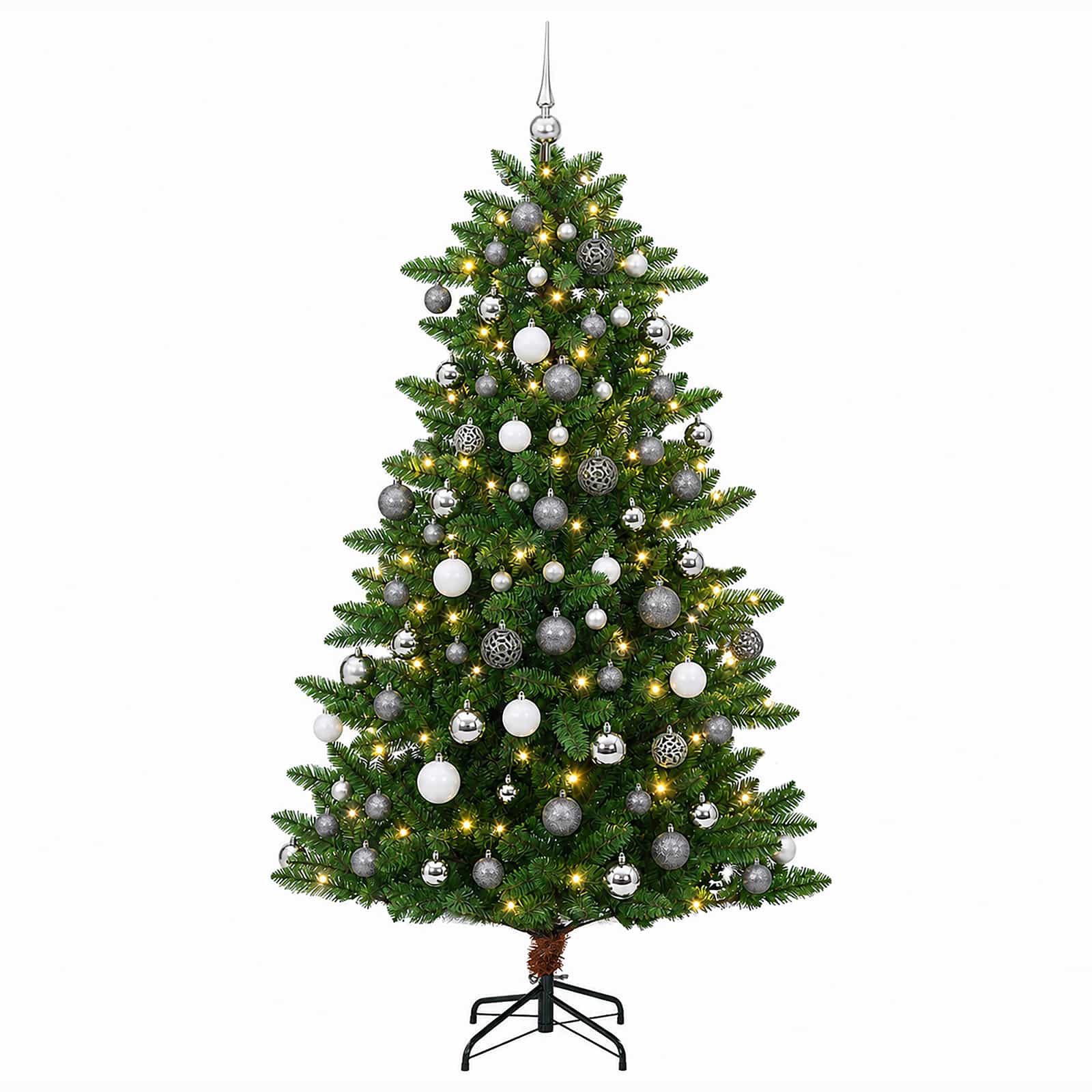 Umjetno božično drevo z okrasnimi kroglami 210 cm 300 LED