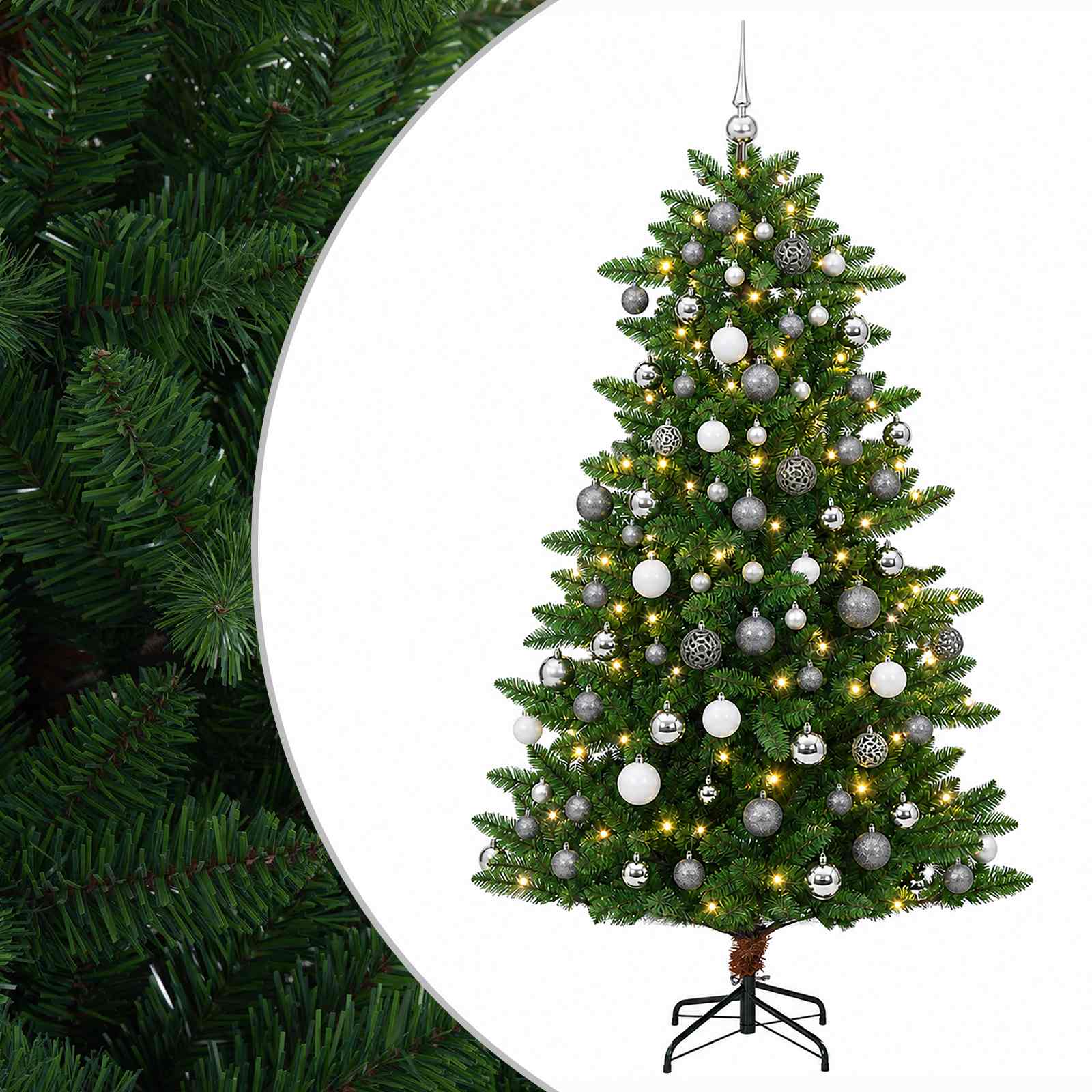 Umjetno božično drevo z okrasnimi kroglami 240 cm 300 LED
