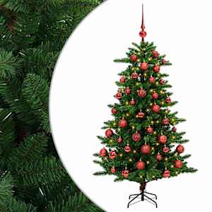 vidaXL Tehisj&otilde;ulukuusk koos kaunistustega 120 cm 150 LED-i Soe valge