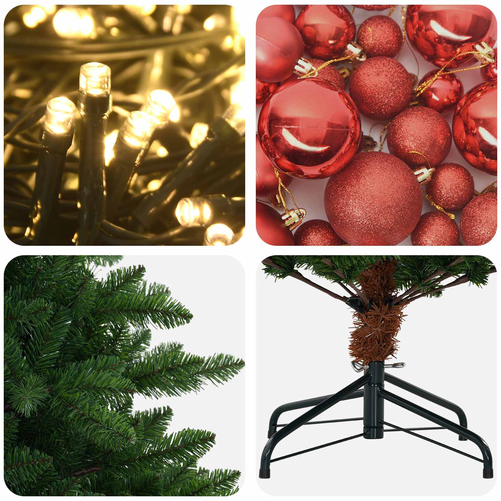 Umjetno božično drevo z okrasnimi kroglami 150 cm 150 LED