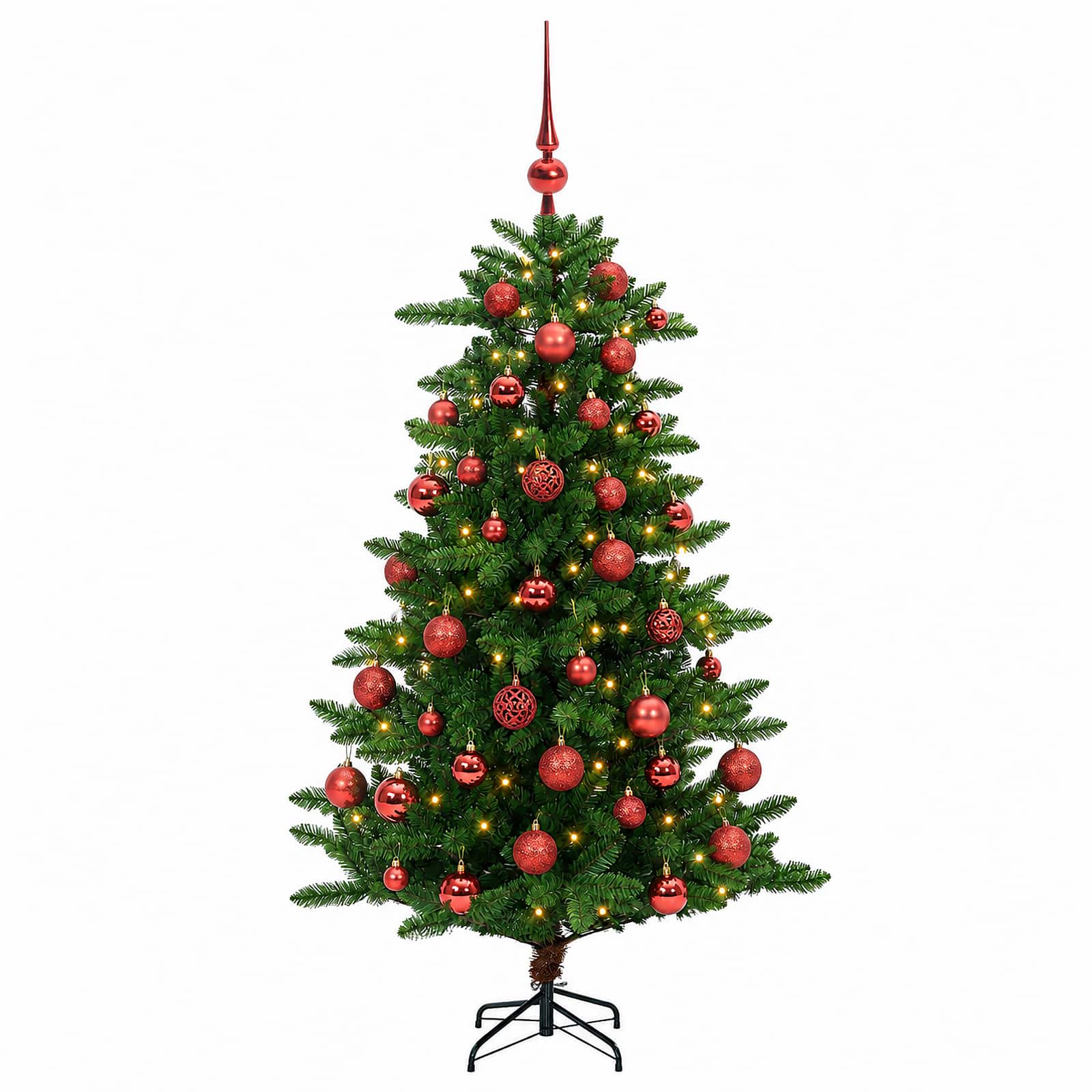 Umjetno božično drevo z okrasnimi kroglami 150 cm 150 LED