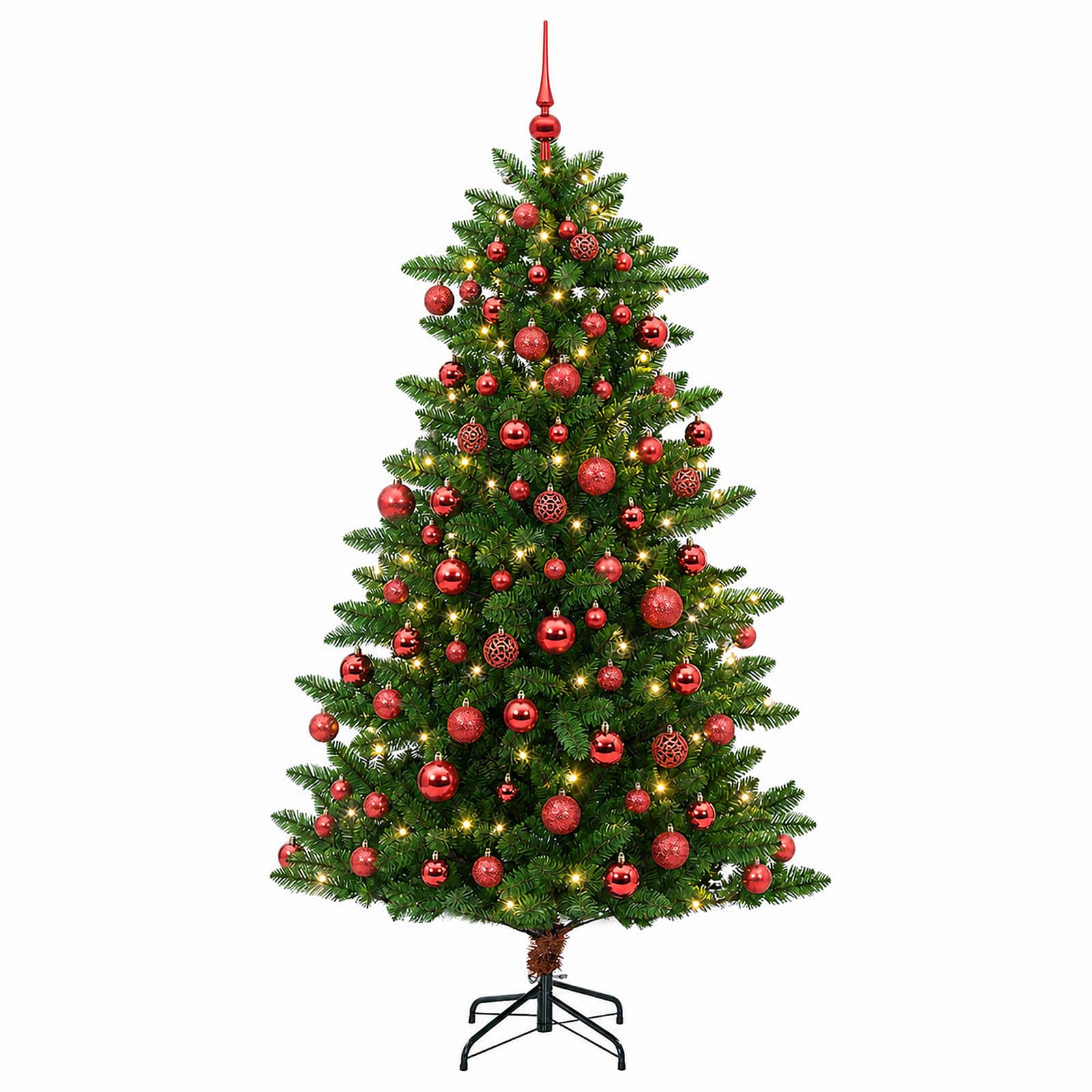 Umjetno božično drevo z okrasnimi kroglami 180 cm 300 LED