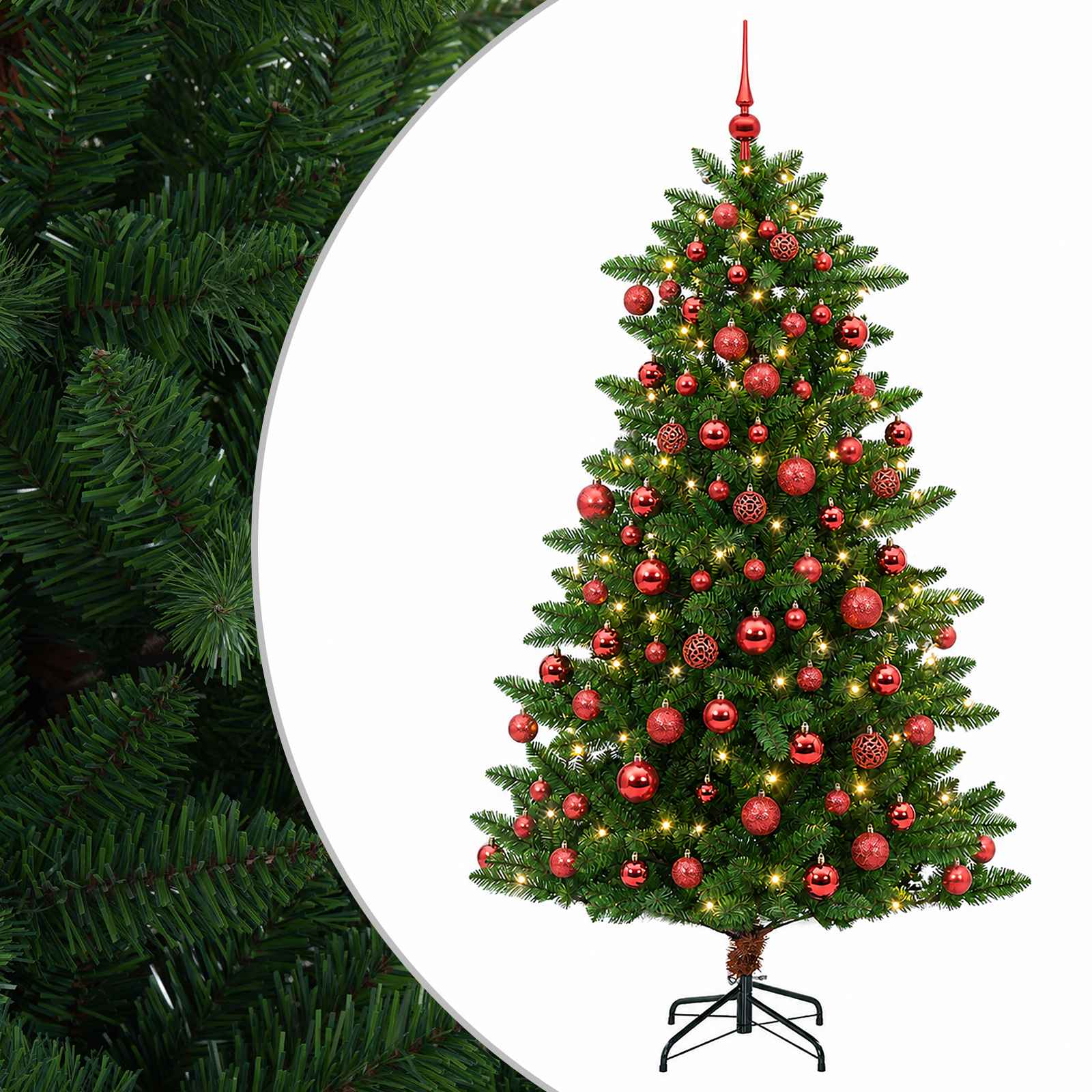 vidaXL Brad de Crăciun artificial cu globuri 240 cm 300 LED-uri
